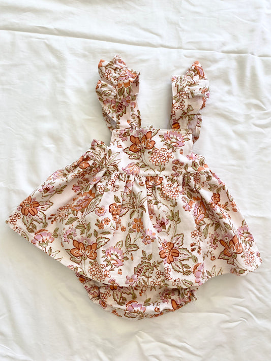 Marigold Peplum Set - Corduroy - Soft Pink Autumn Floral