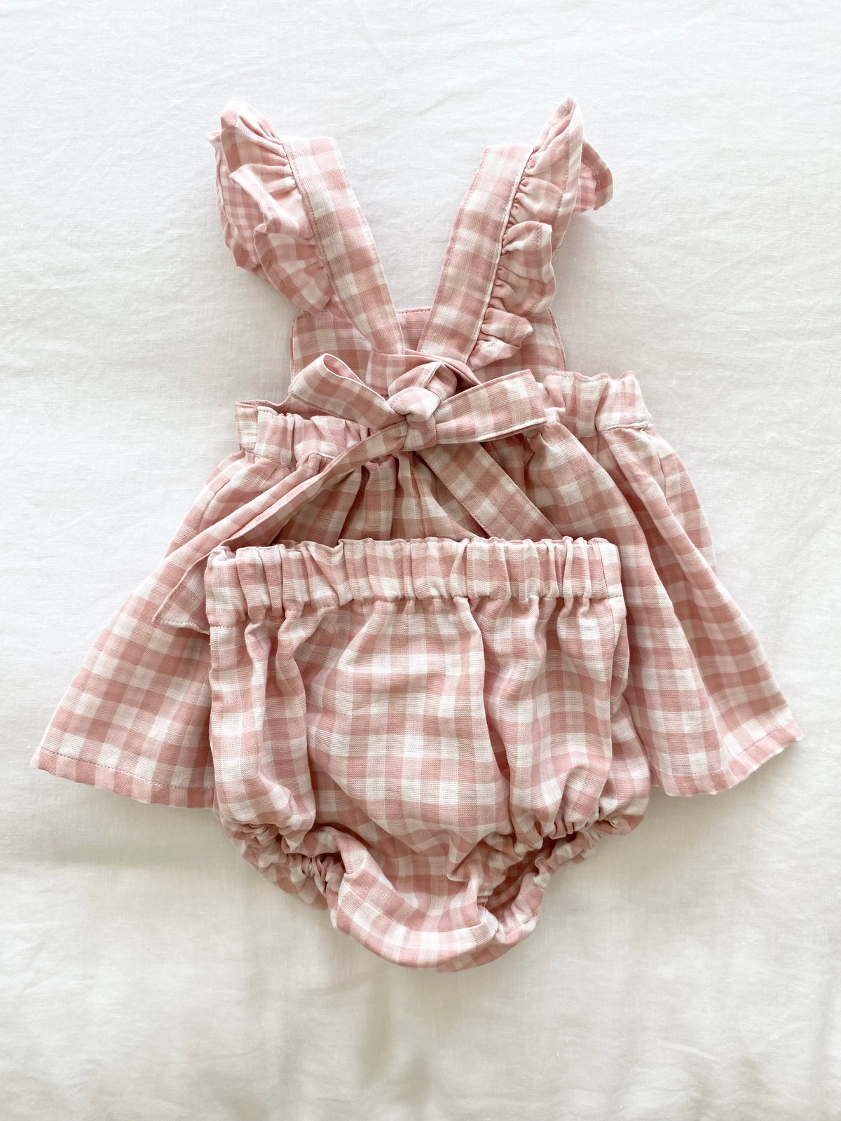 Marigold Peplum Set - Double Cloth Gingham Cotton Dusty Pink