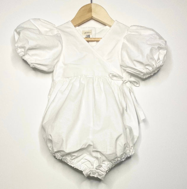 Ellis Wrap Romper - Cotton White