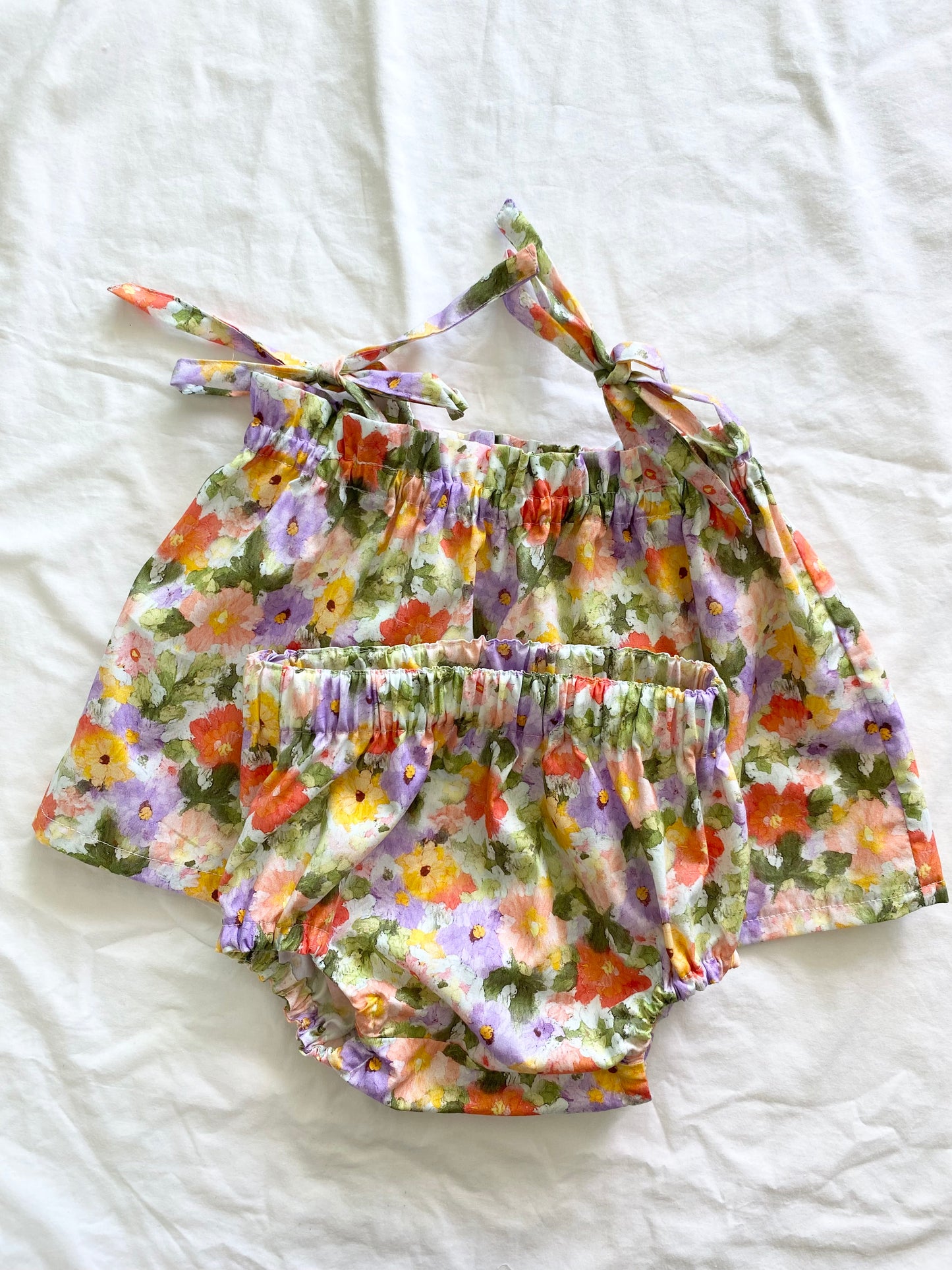 Libby Shoestring Peplum Set - Cotton Poplin Impressionists Floral