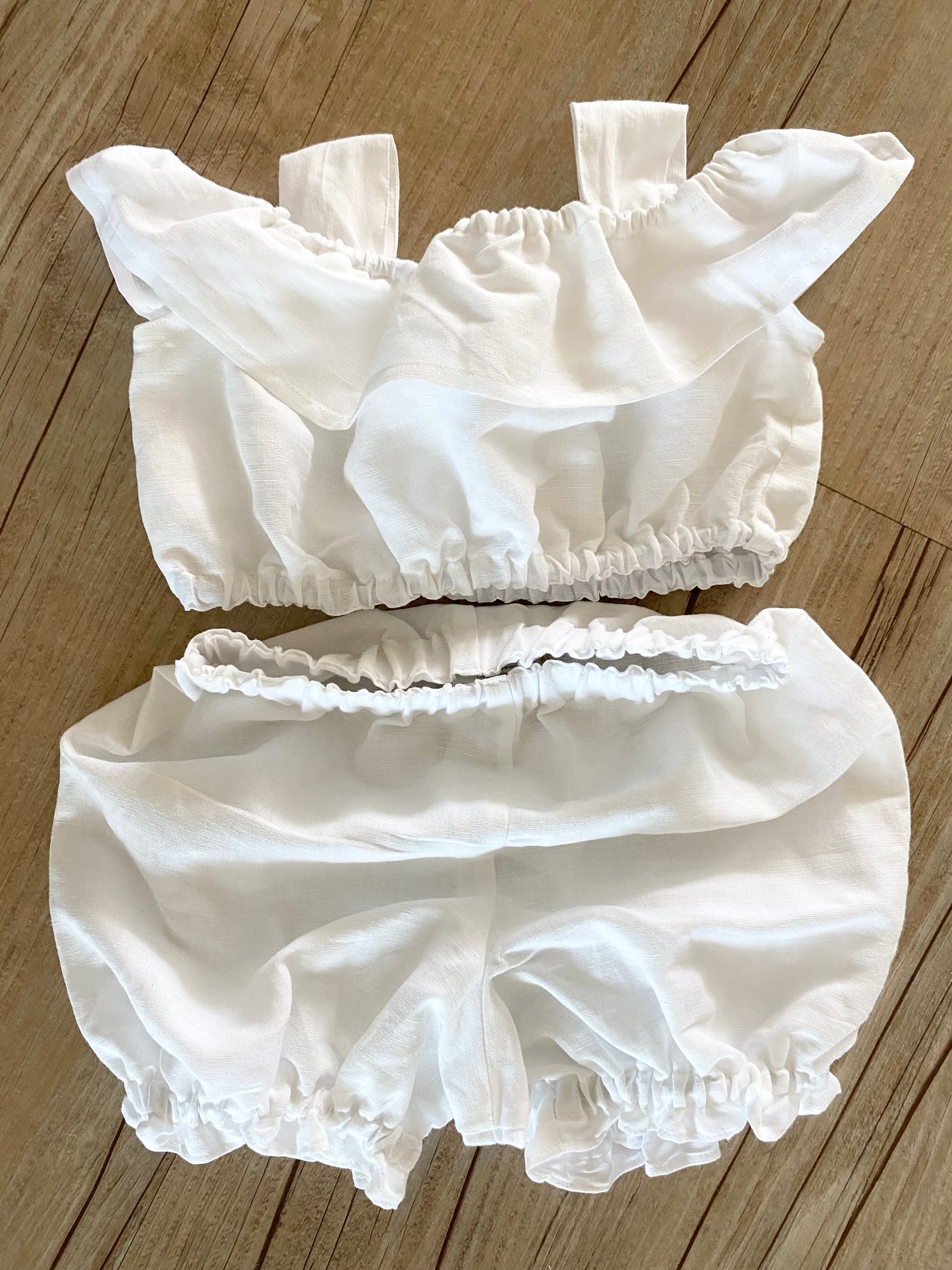 Crop Top and Panty Bloomer Set - Cotton Linen White