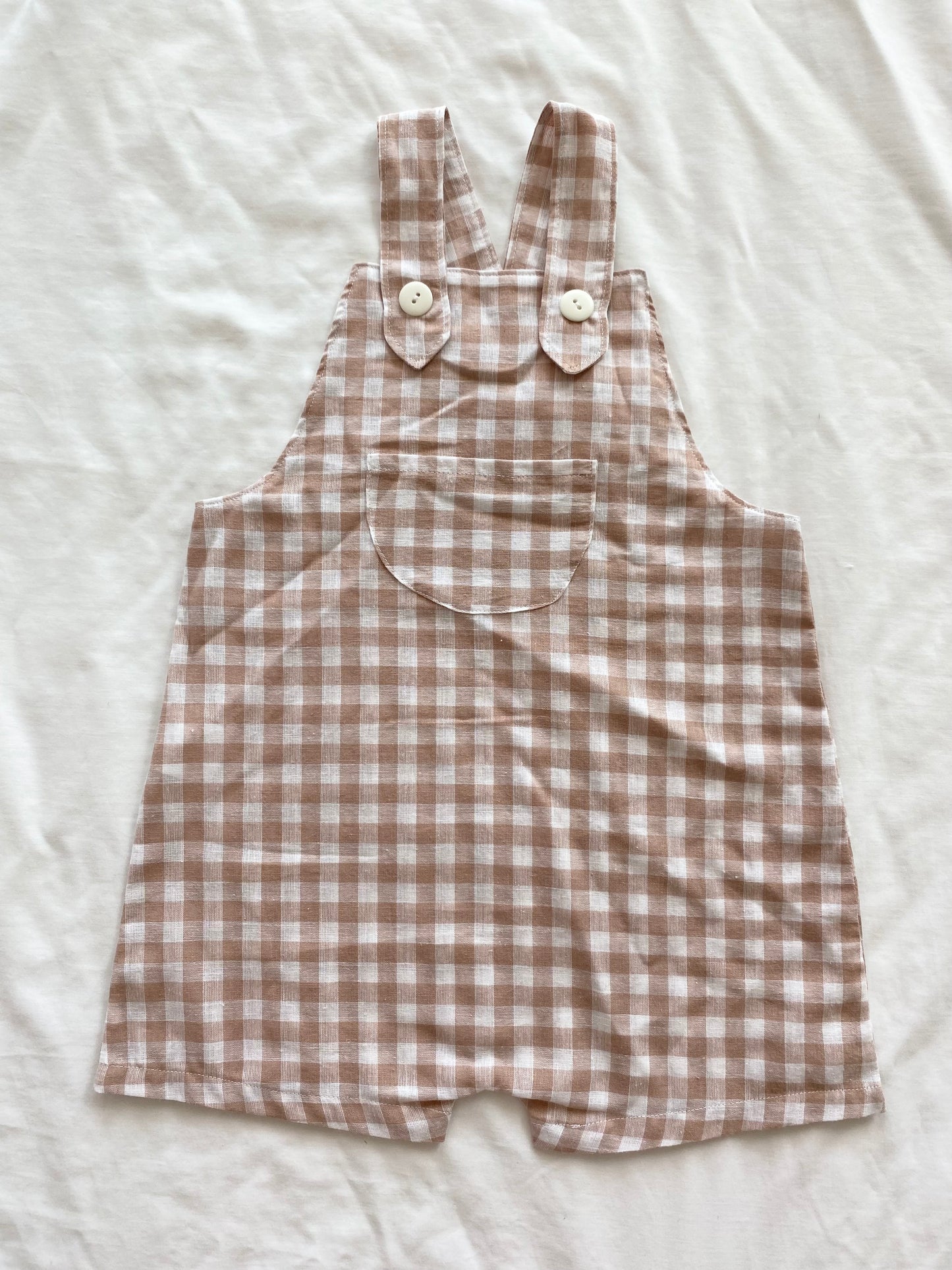 Unisex Loose Fit Overall - Bots Wear - Flax Cotton Gingham Pine