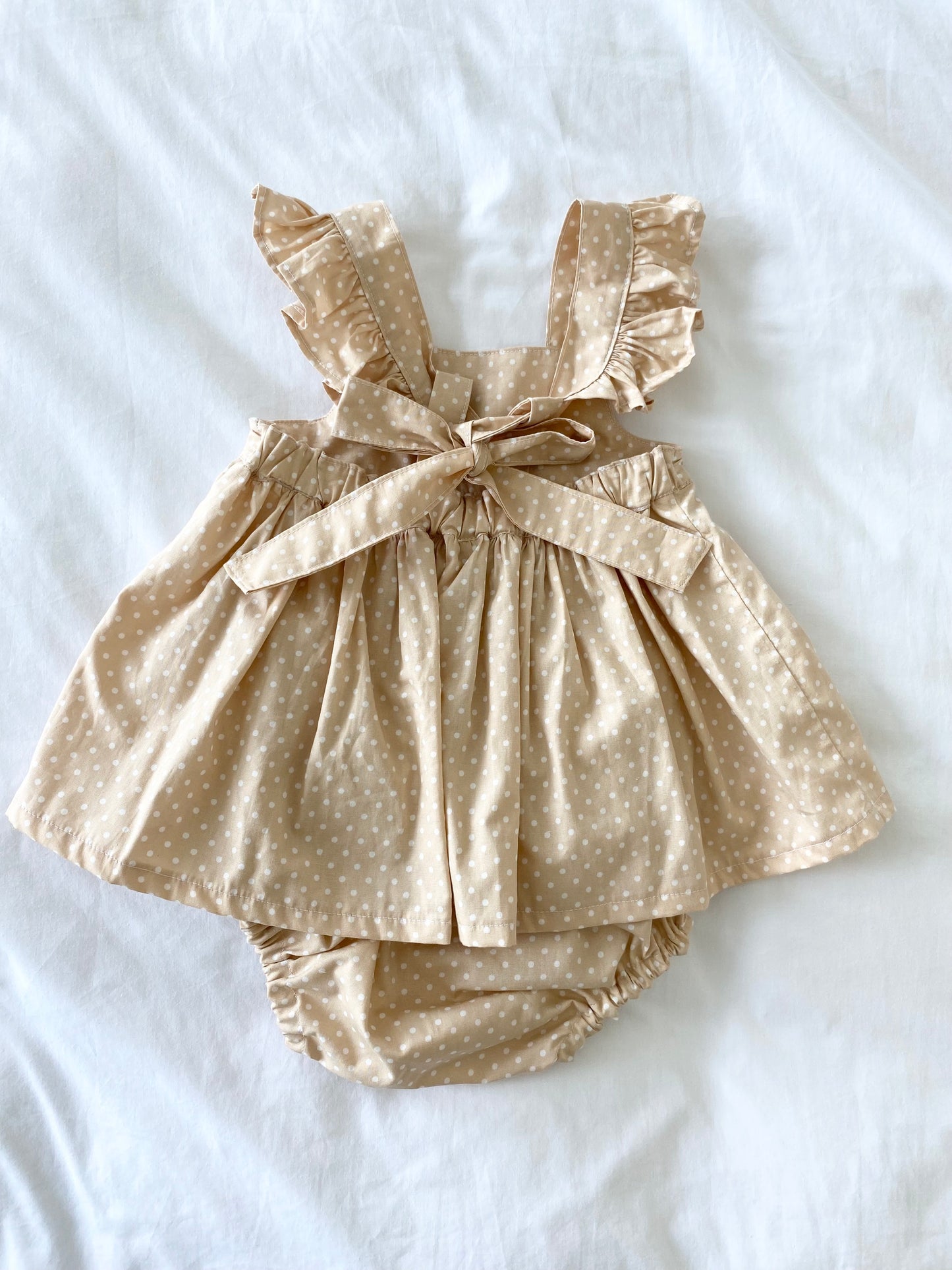 Marigold Peplum Set - Latte Polka Dot Cotton