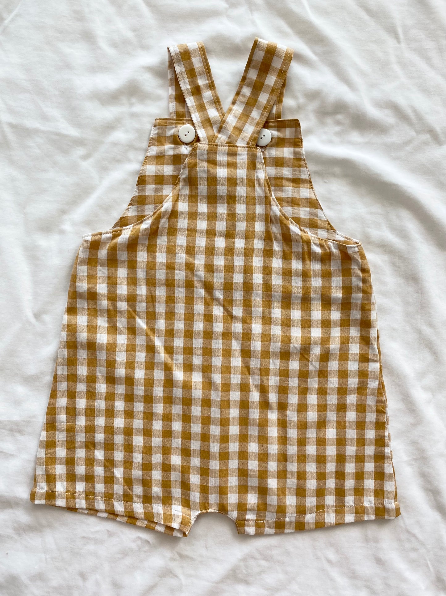 Unisex Loose Fit Overall - Boys Wear - Cotton Gingham Mustard