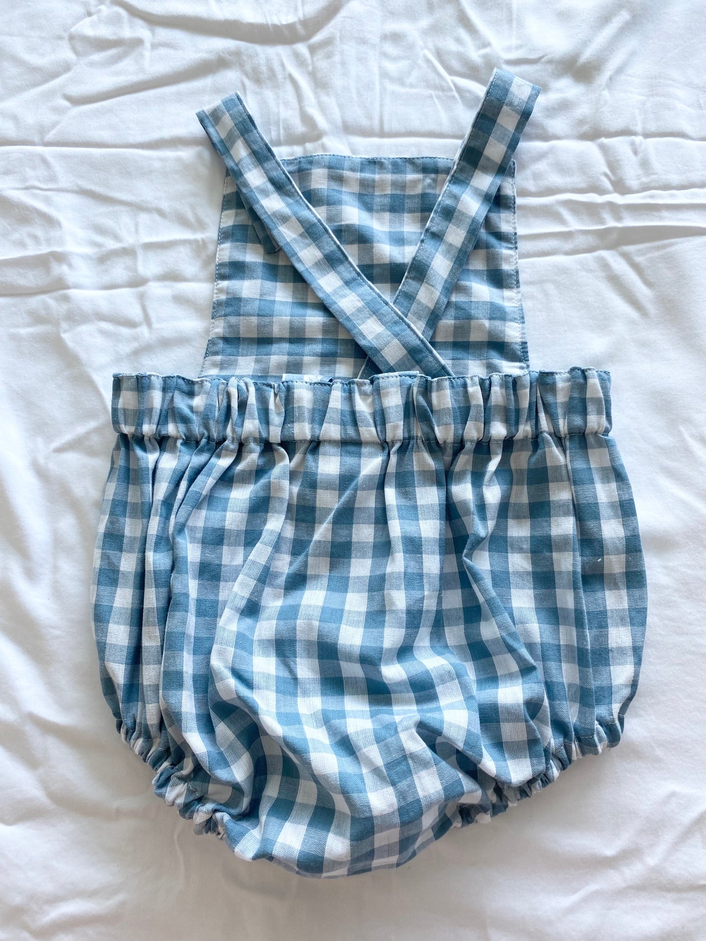Unisex Romper - Cotton Gingham Egg Blue