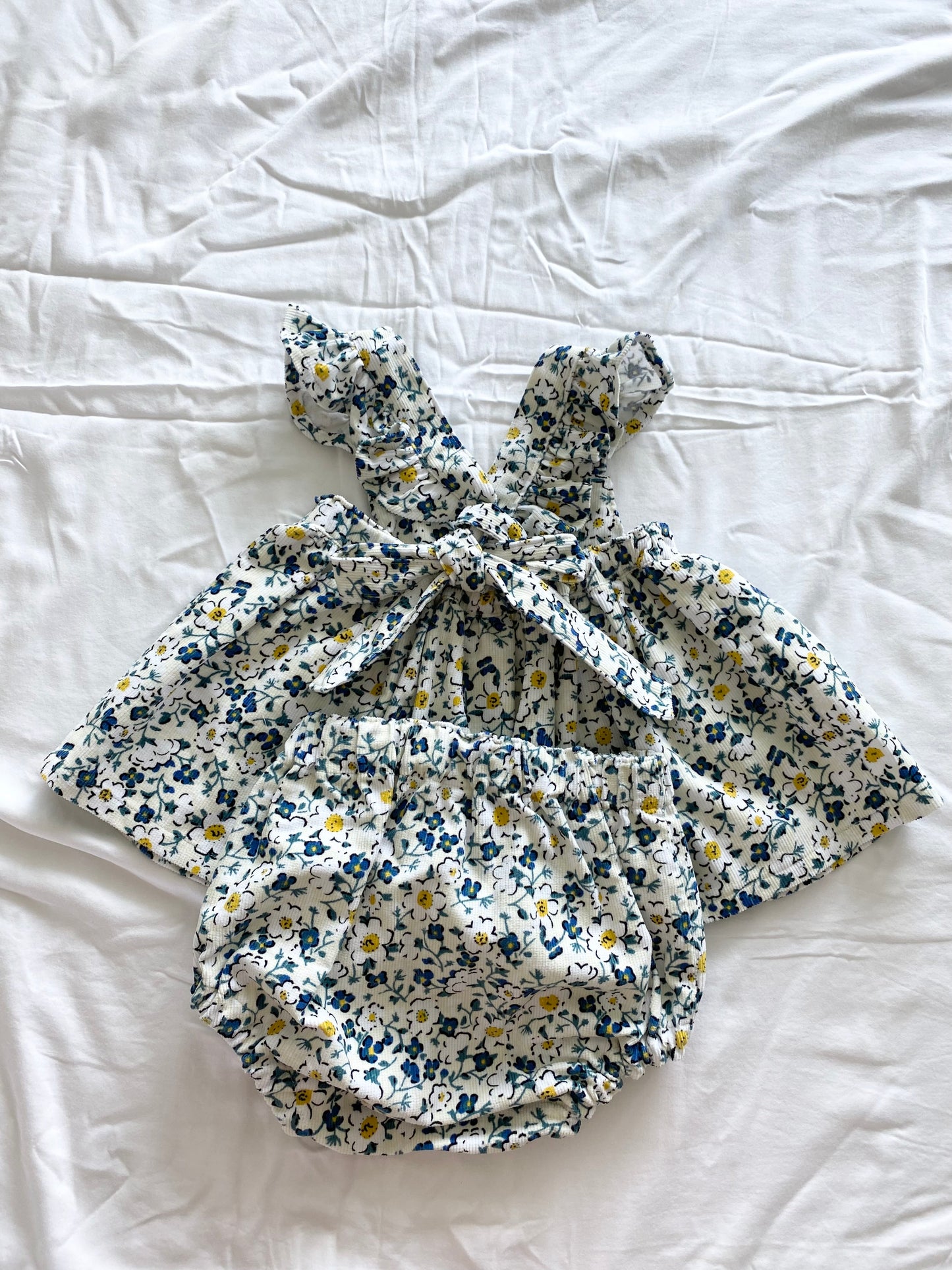 Marigold Peplum Set - Corduroy - Cream Liberty Blue