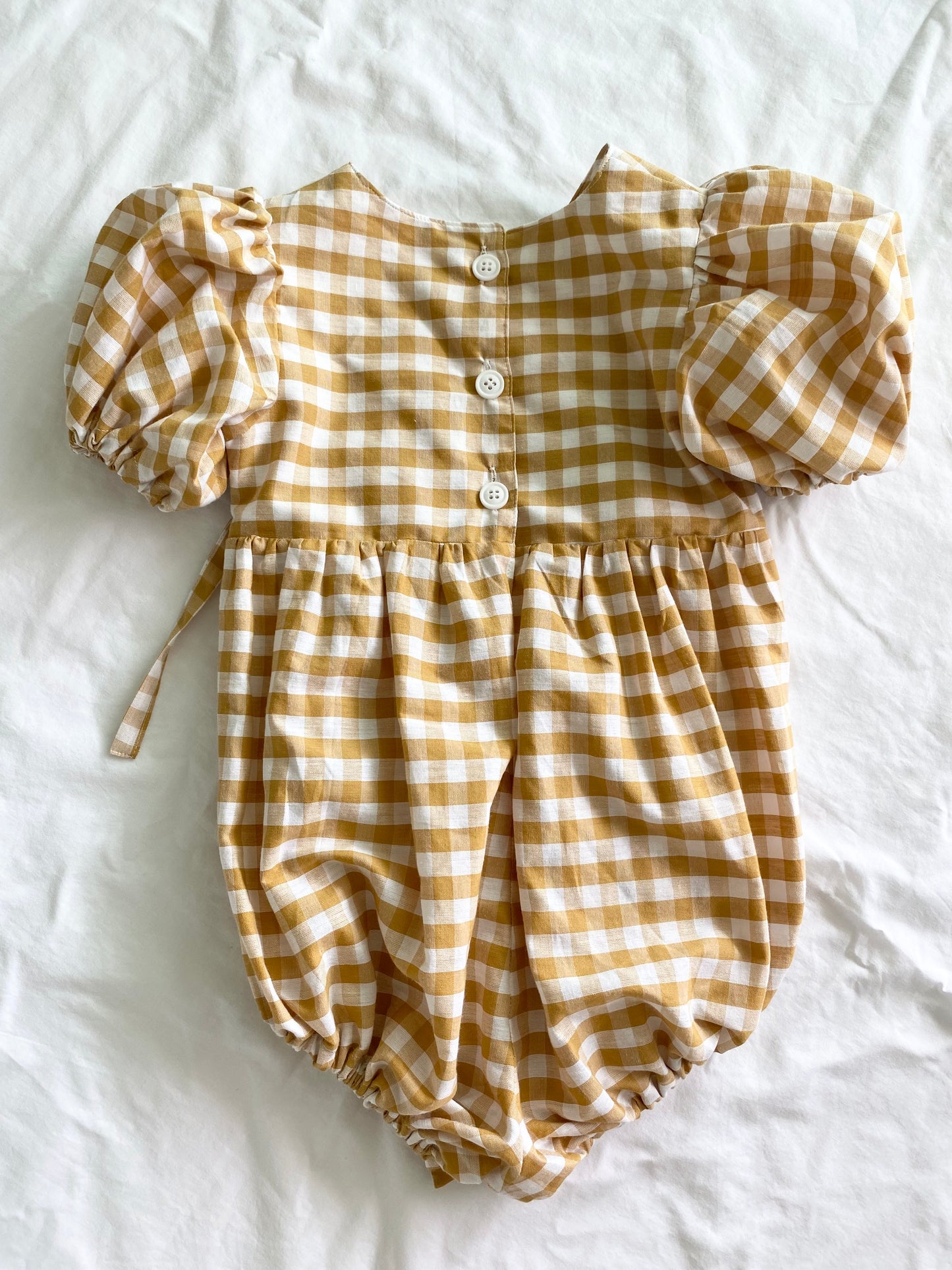 Ellis Wrap Romper - Cotton Gingham Mustard