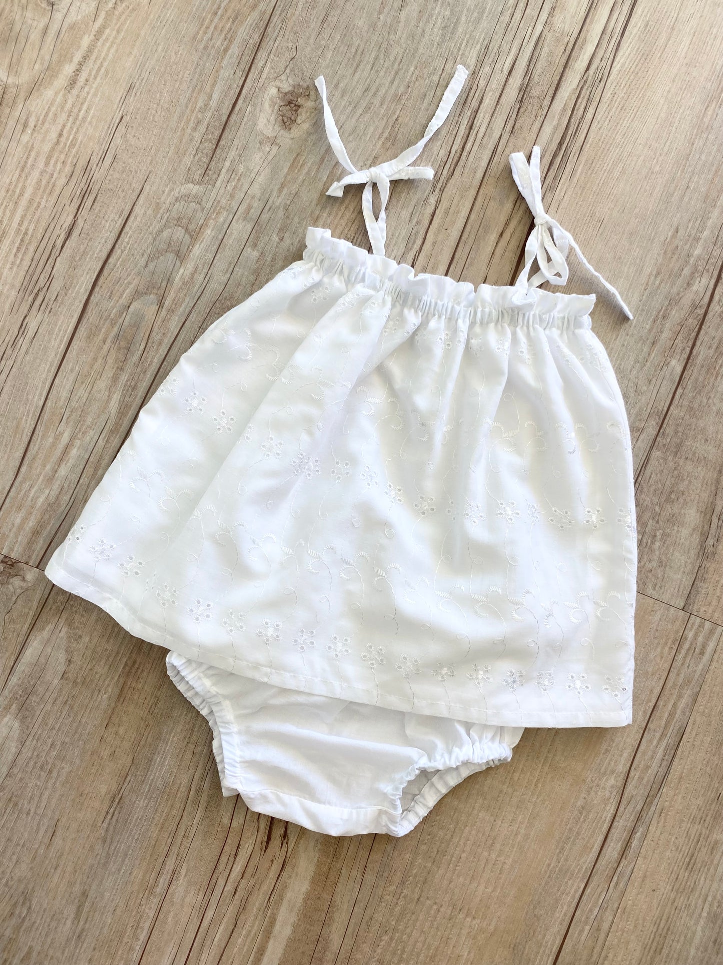 Shoestring Dress/Pants - White Broderie Anglais