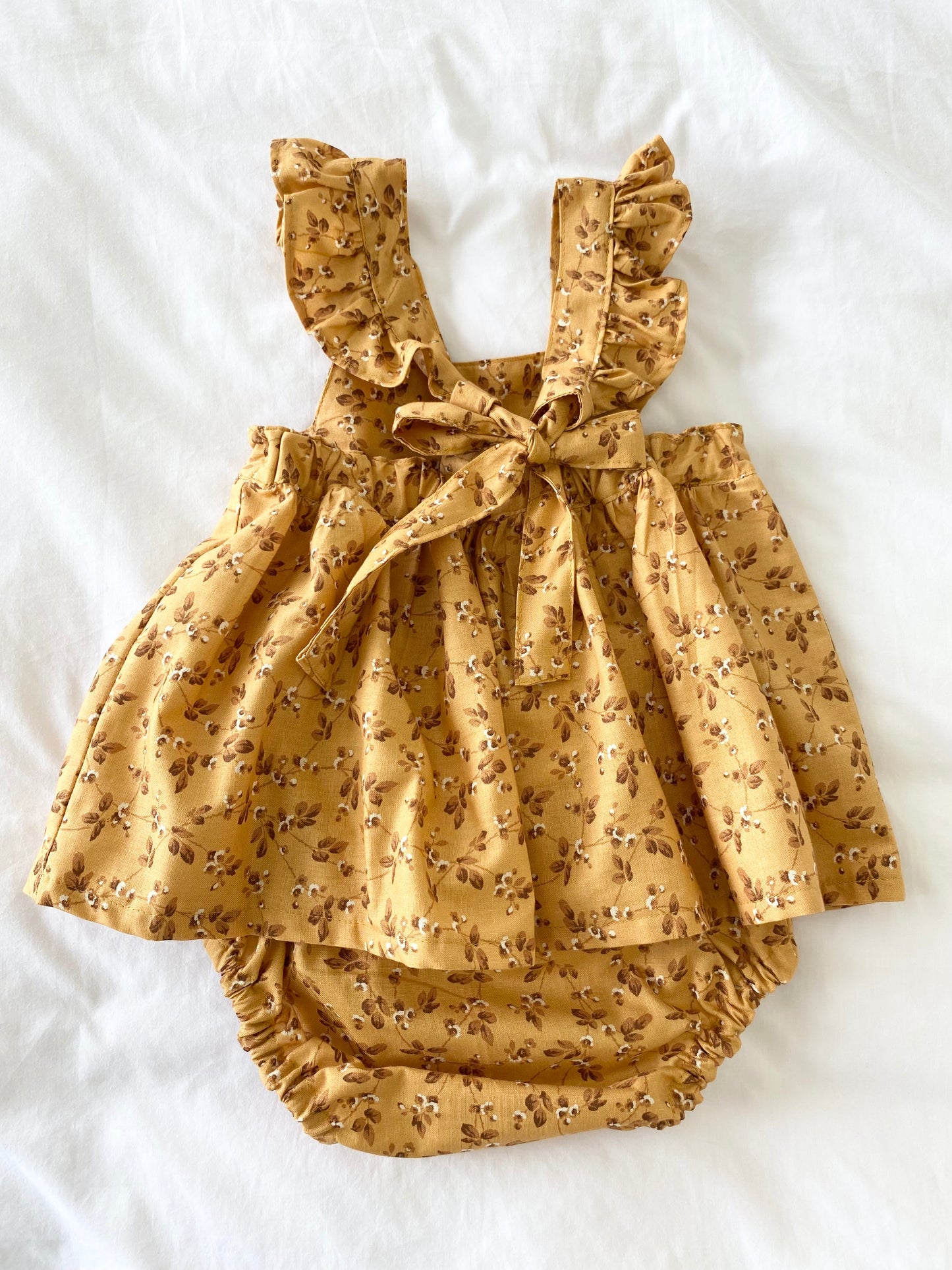 Marigold Peplum Set - Tan Floral Cotton
