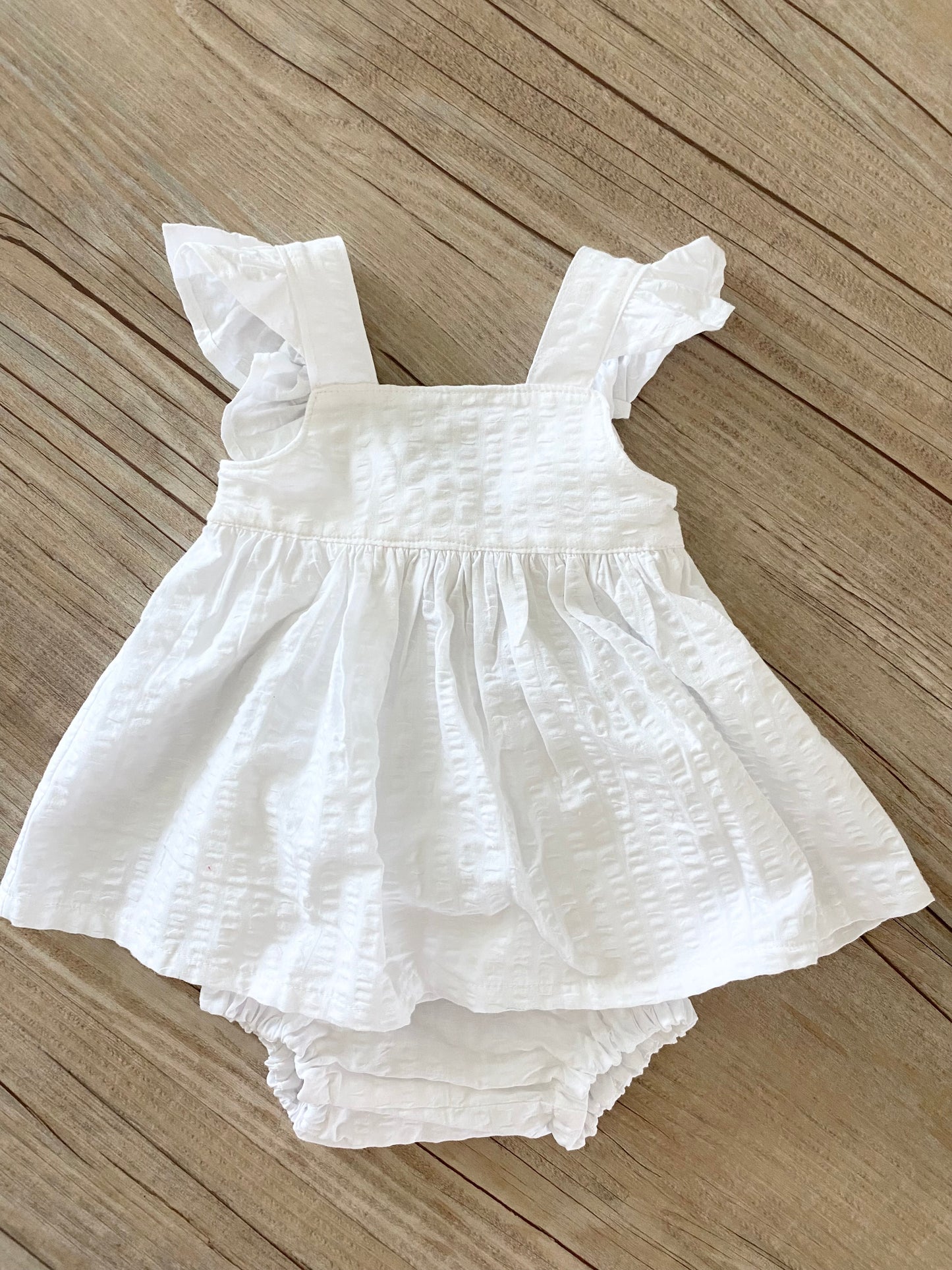 Marigold Peplum Set - White Seersucker Cotton