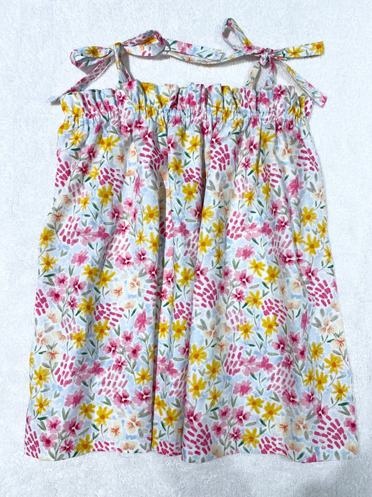 Libby Shoestring Dress - Cotton Poplin Flower Splash