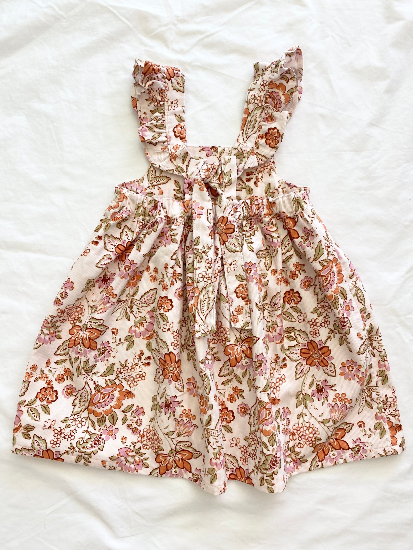 Marigold Dress - Corduroy- Pale Pink Autumn Floral