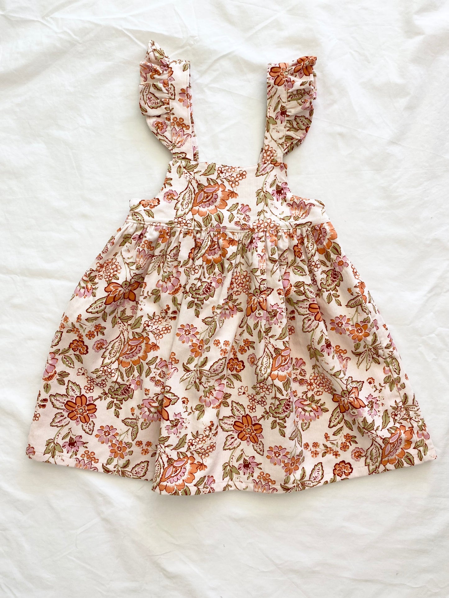 Marigold Dress - Corduroy- Pale Pink Autumn Floral