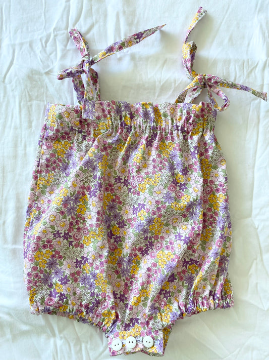 Libby Shoestring Romper - Cotton Poplin Pink Mauve