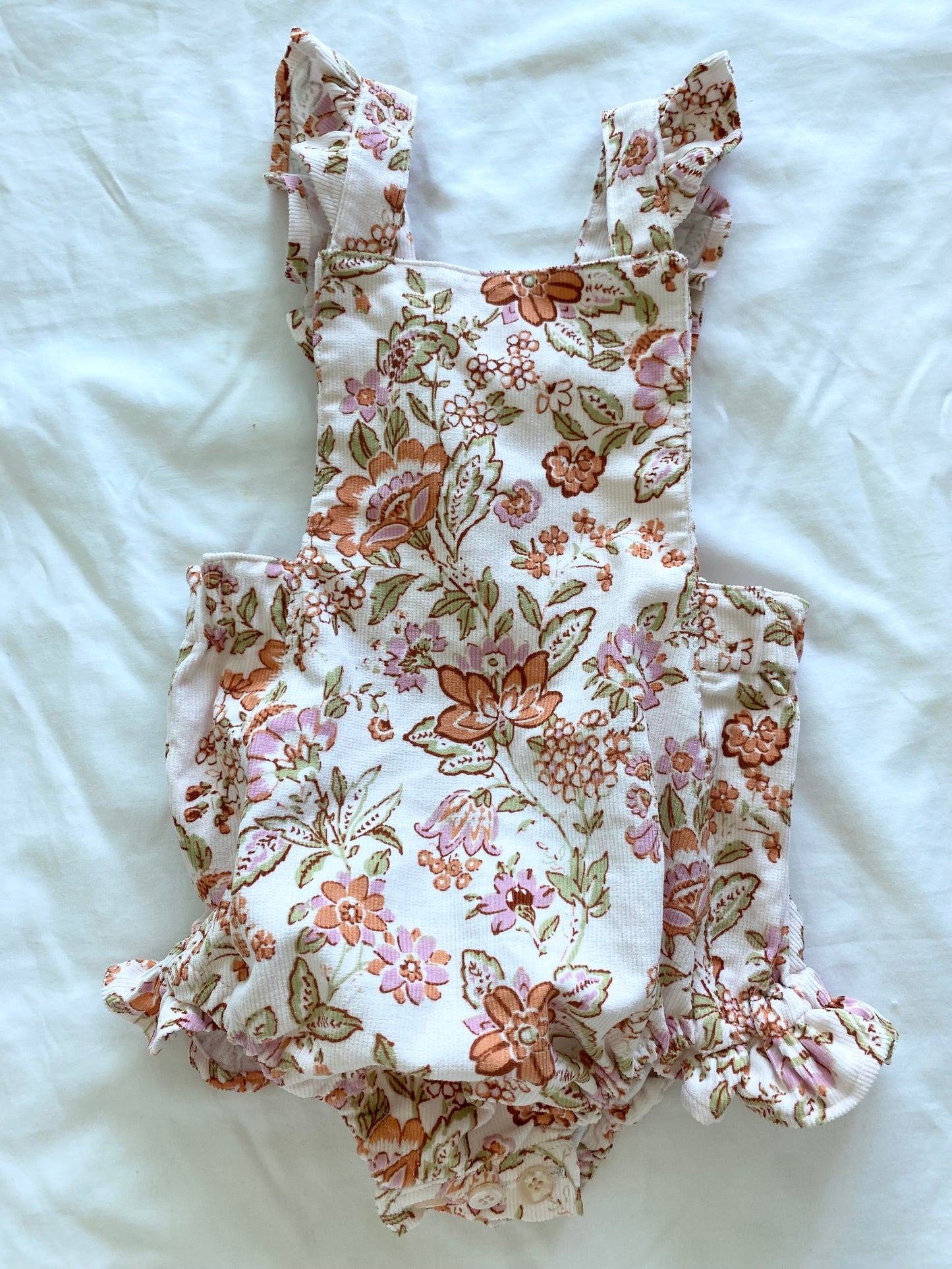 Marigold Romper - Corduroy - Soft Pink Autumn Floral