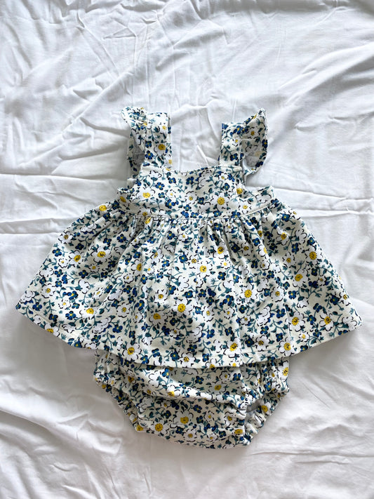 Marigold Peplum Set - Corduroy - Cream Liberty Blue