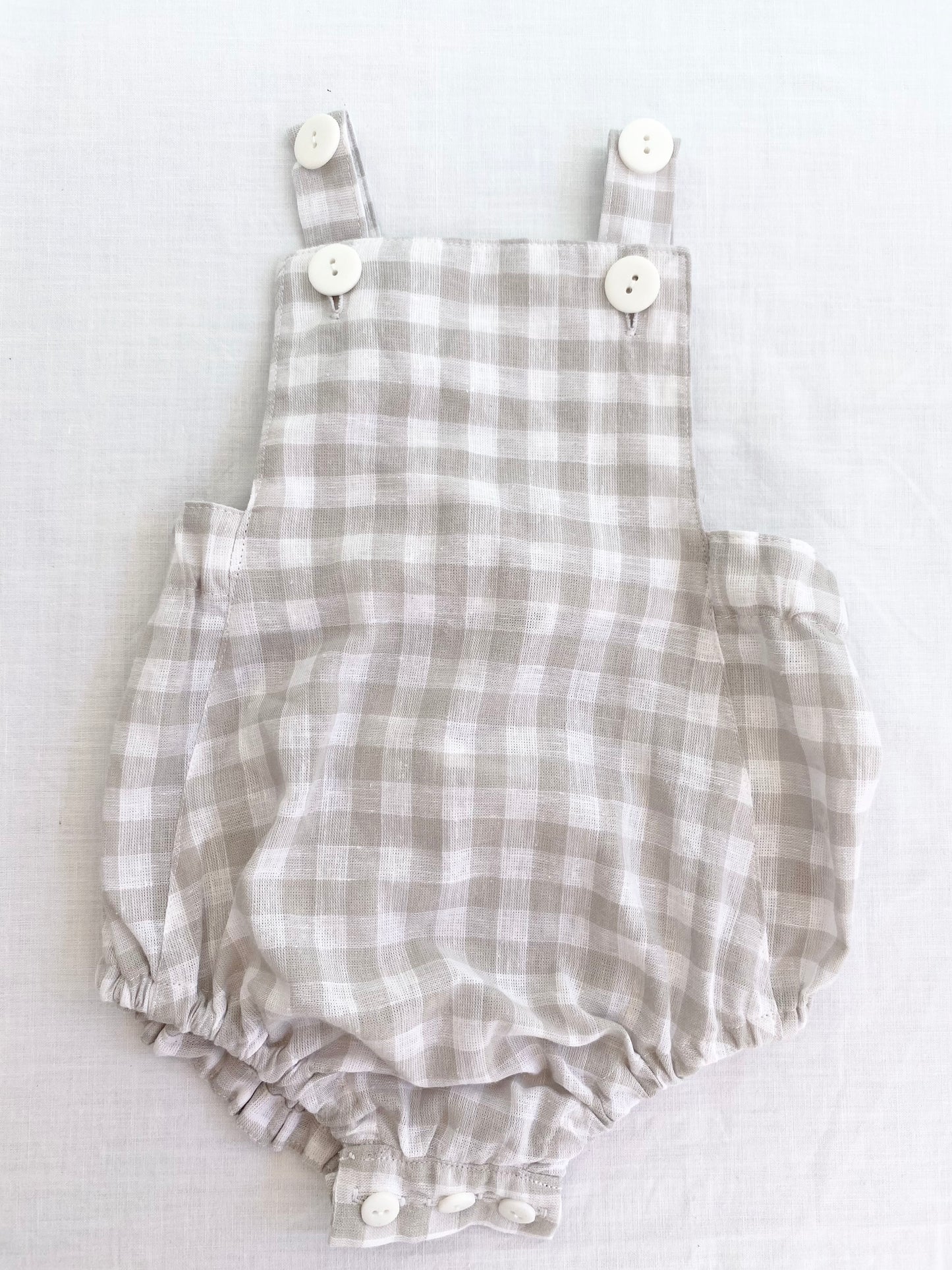 Unisex Romper - Cotton Gingham Ash