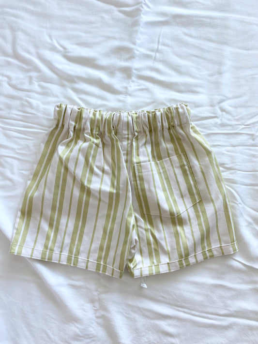 ZaiZai Cotton Drawstring shorts - Apple Green Stripe
