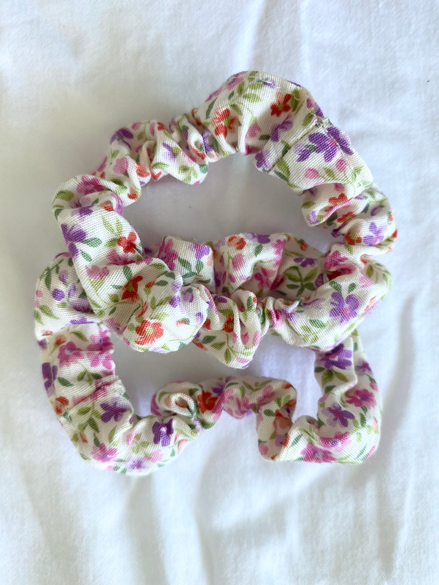 Libby Multi Pink Sprig Bows & Scrunchies - Cotton Poplin