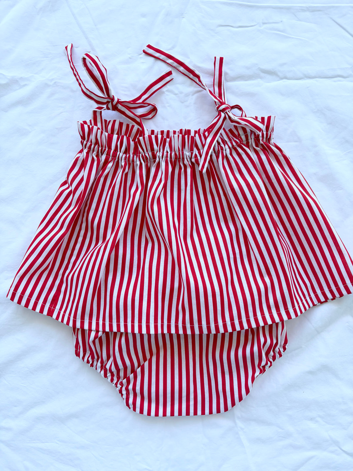Christmas Shoestring Peplum Set - Cotton Red Stripe
