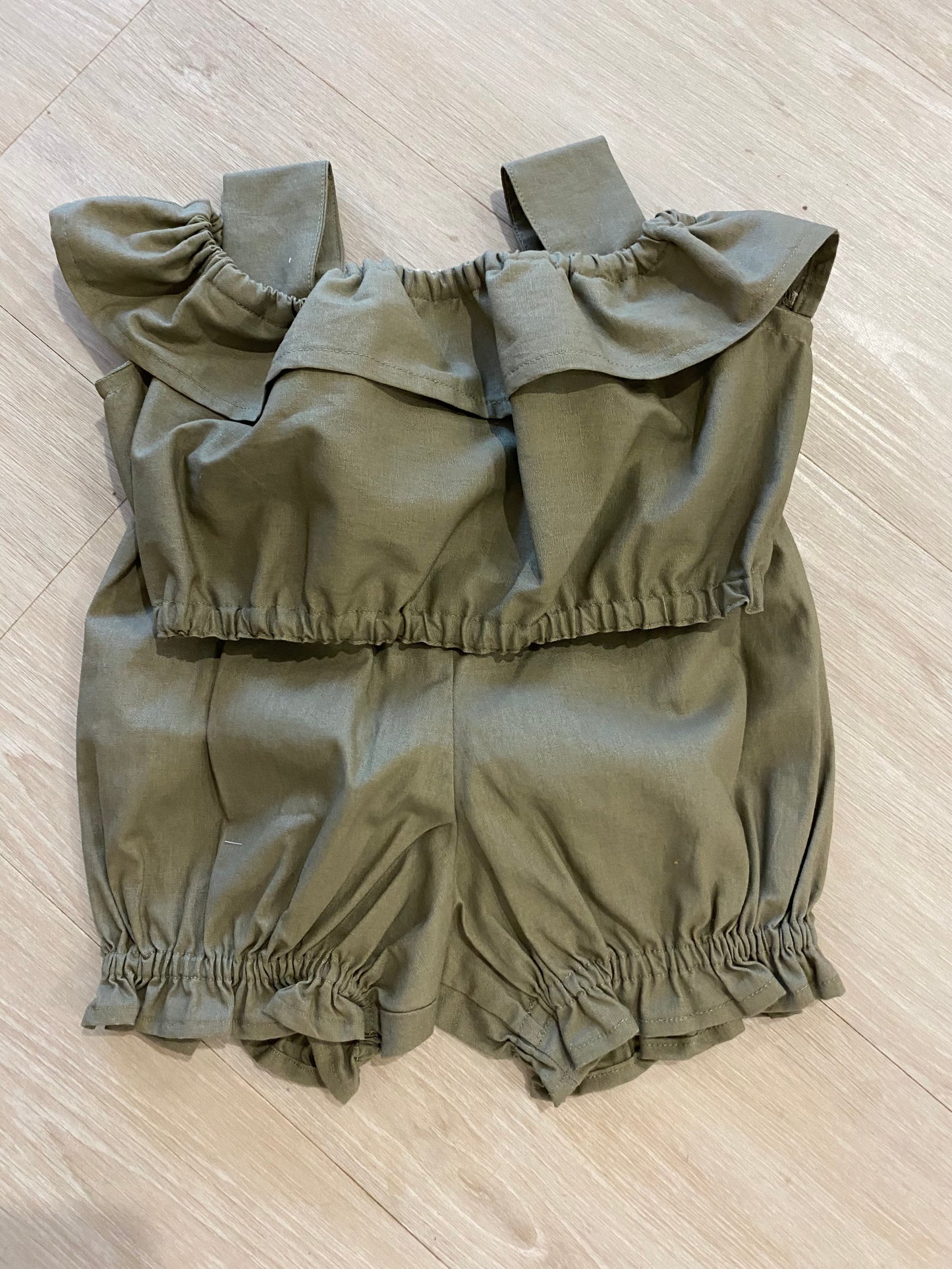 Crop Top and Panty Bloomer Set - Cotton Khaki