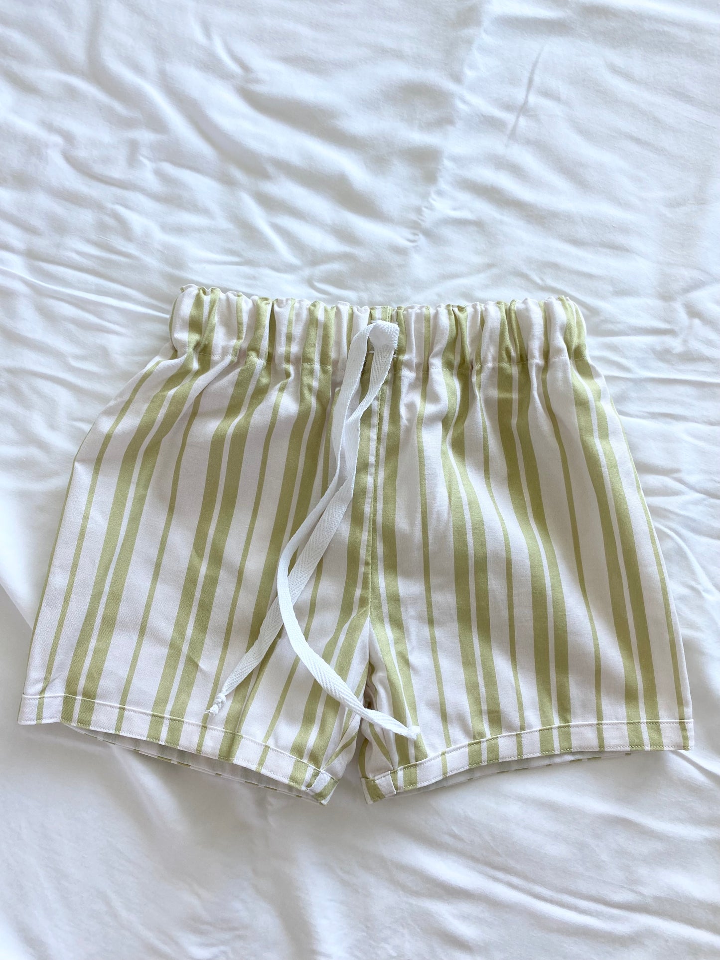ZaiZai Cotton Drawstring shorts - Apple Green Stripe