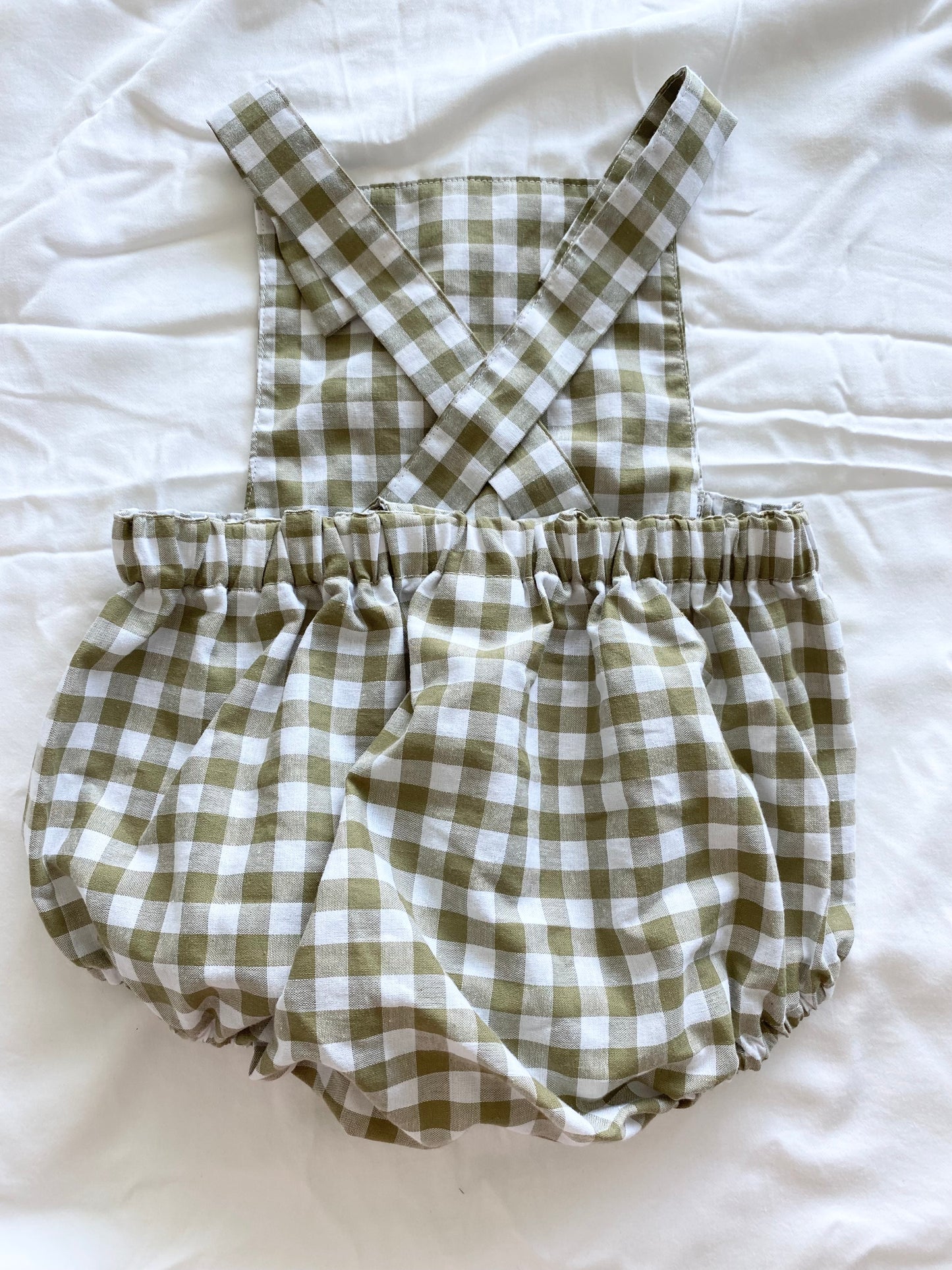 Unisex Romper - Cotton Gingham Khaki