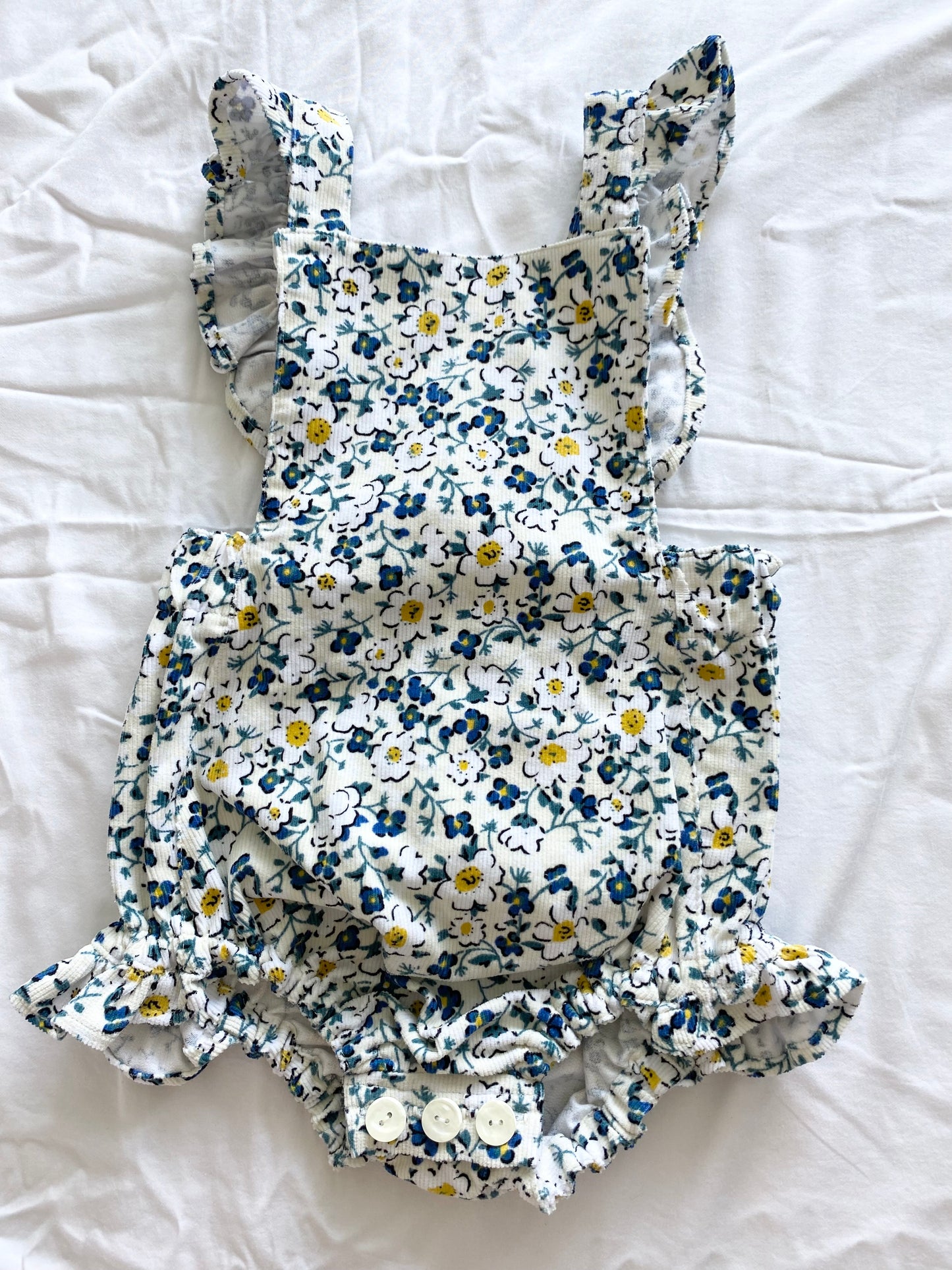 Marigold Romper - Corduroy - Cream Blue Liberty