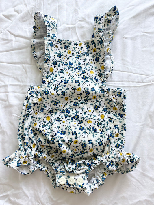 Marigold Romper - Corduroy - Cream Blue Liberty