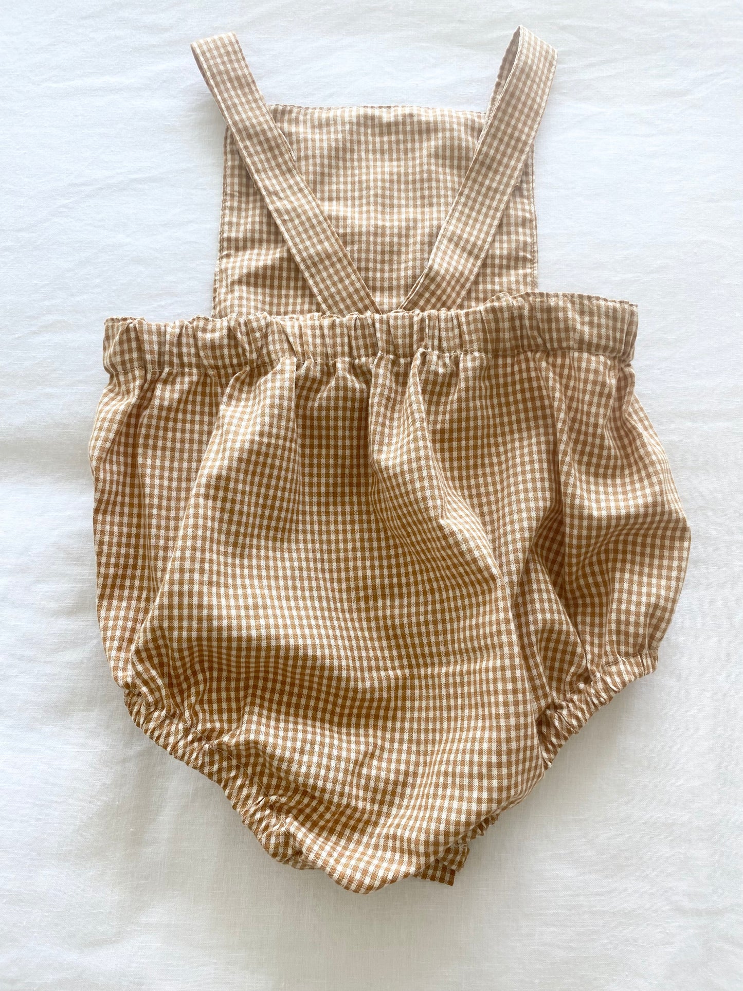 Unisex Romper - Cotton Gingham Pecan