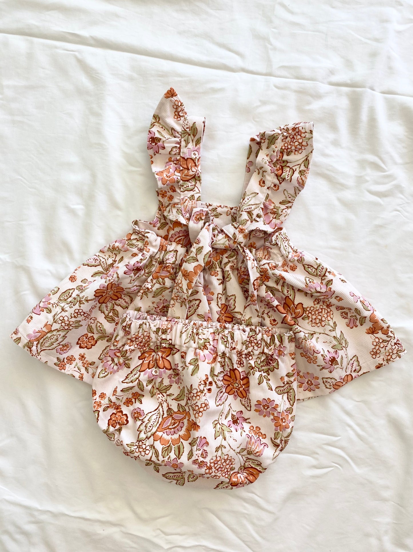 Marigold Peplum Set - Corduroy - Soft Pink Autumn Floral