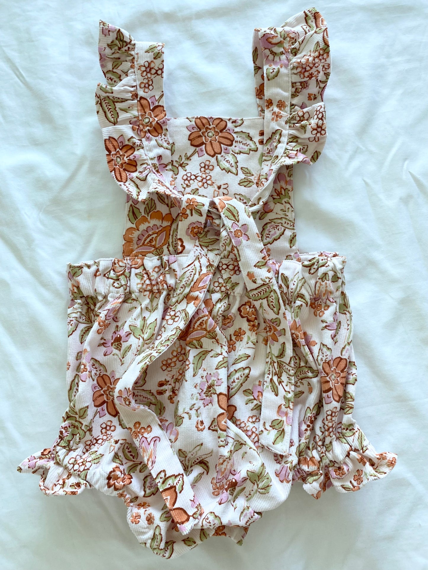 Marigold Romper - Corduroy - Soft Pink Autumn Floral