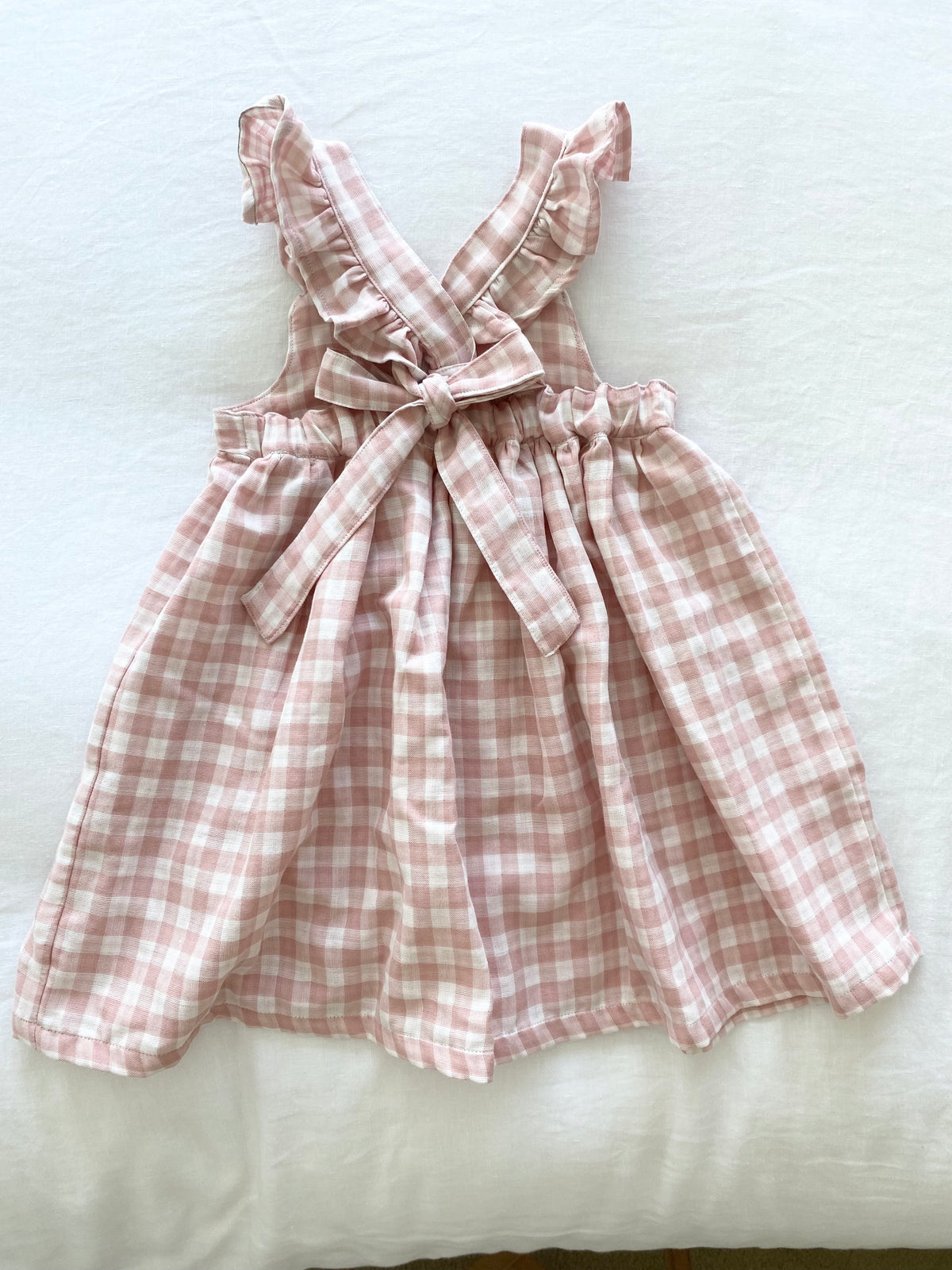 Marigold Dress - Double Cloth Cotton Gingham Dusty Pink