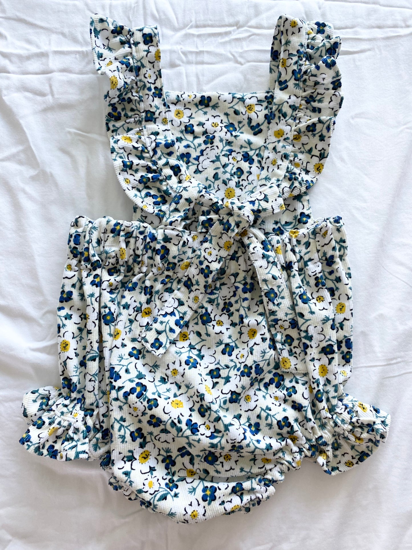 Marigold Romper - Corduroy - Cream Blue Liberty