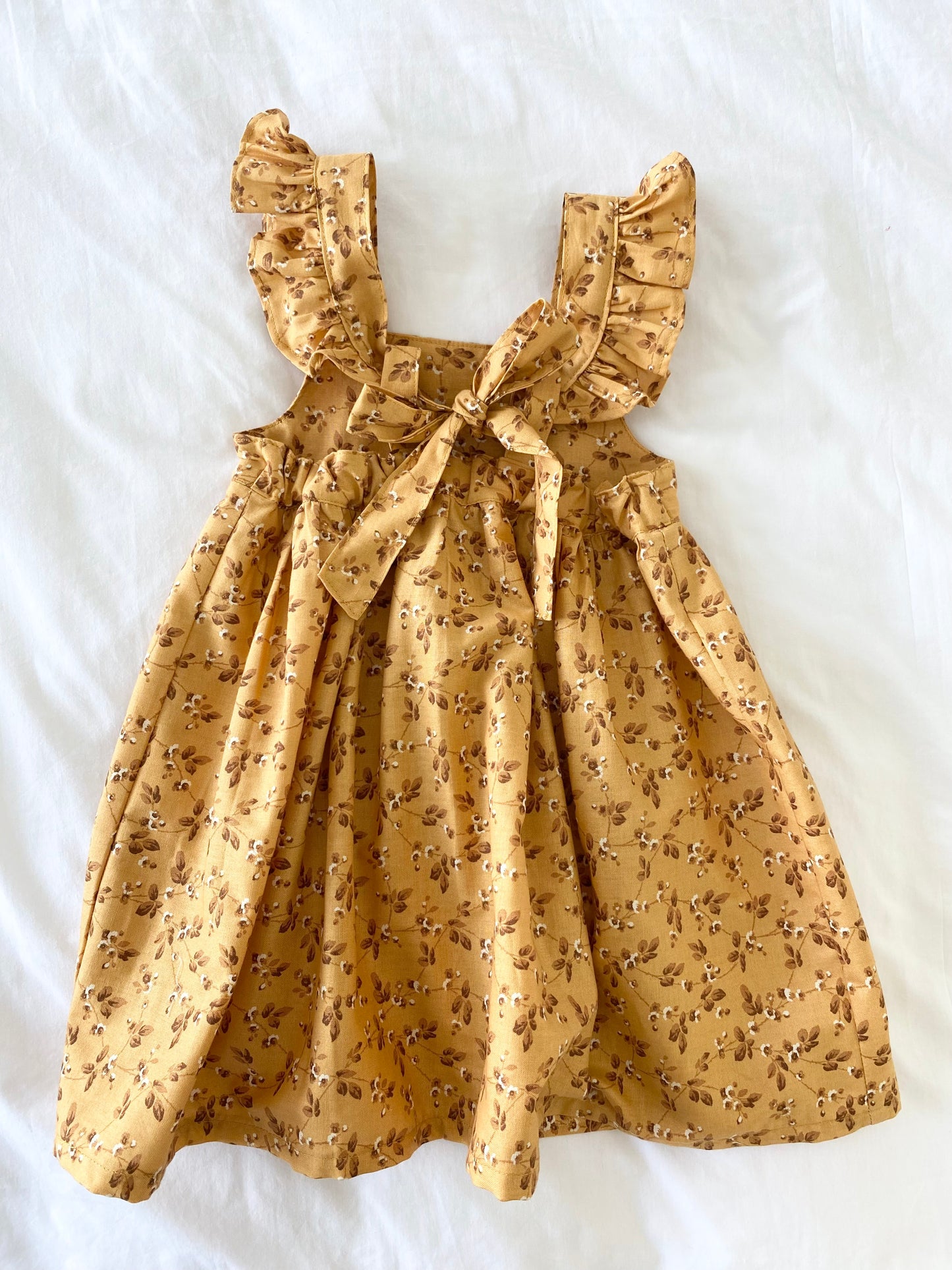 Marigold Dress - Tan Floral Cotton