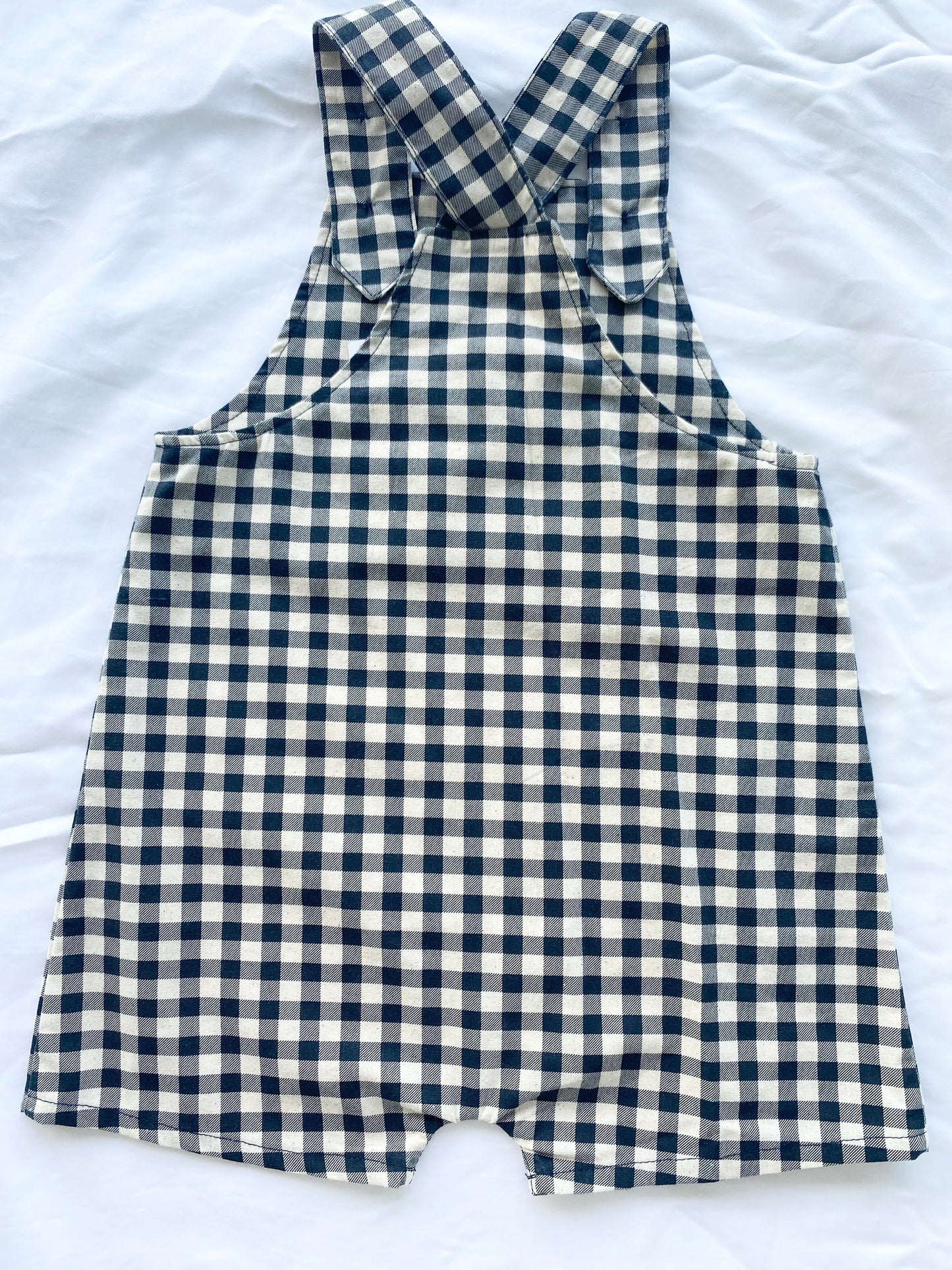 Unisex Bib Overalls - Organic Gingham Cotton - Navy