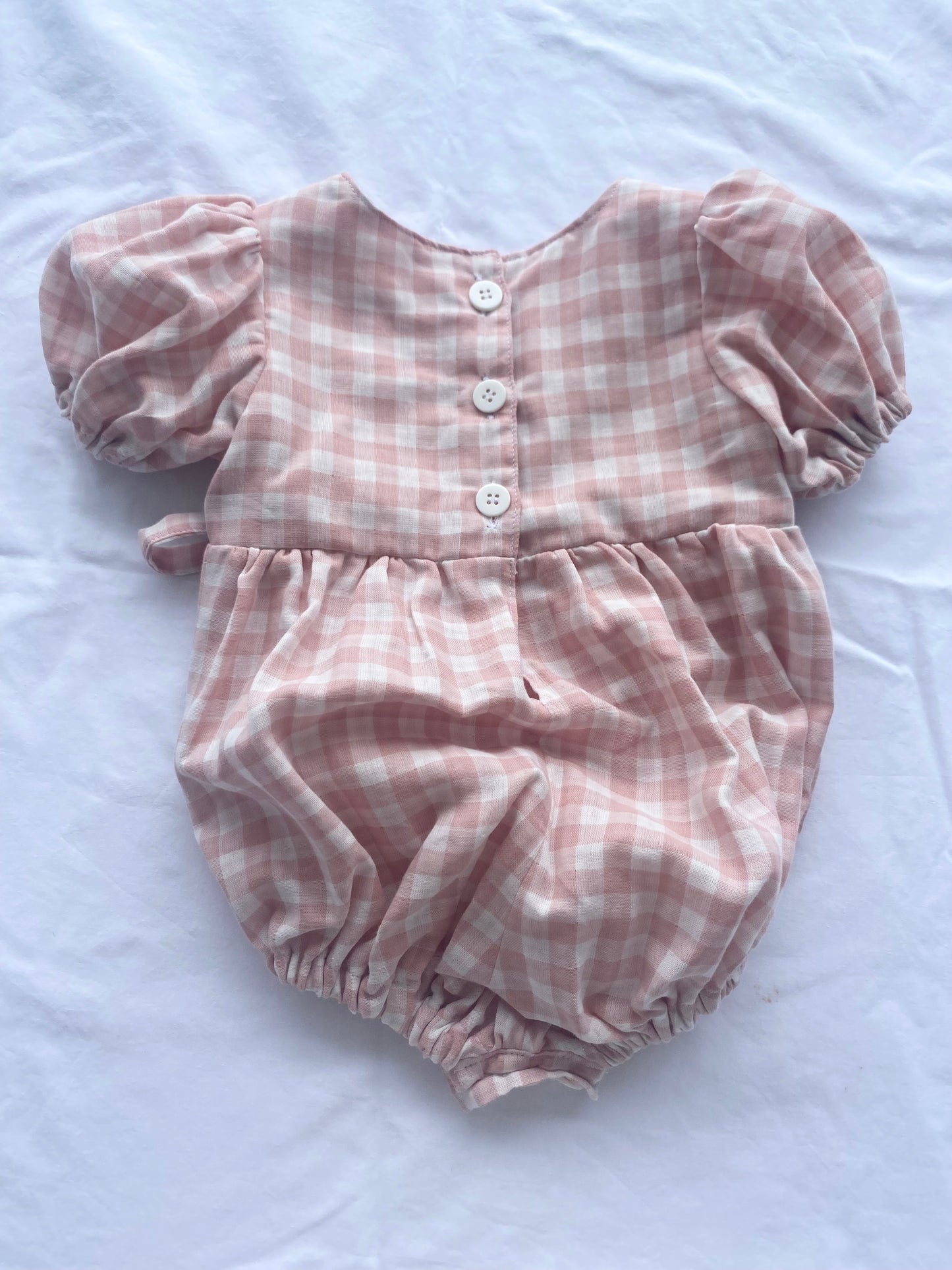 Ellis Wrap Romper - Double Cloth Pale Pink Gingham
