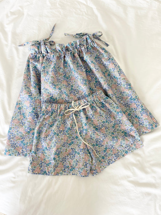 Libby Shoestring Peplum Top & Short Set - Japanese Poplin Mauve