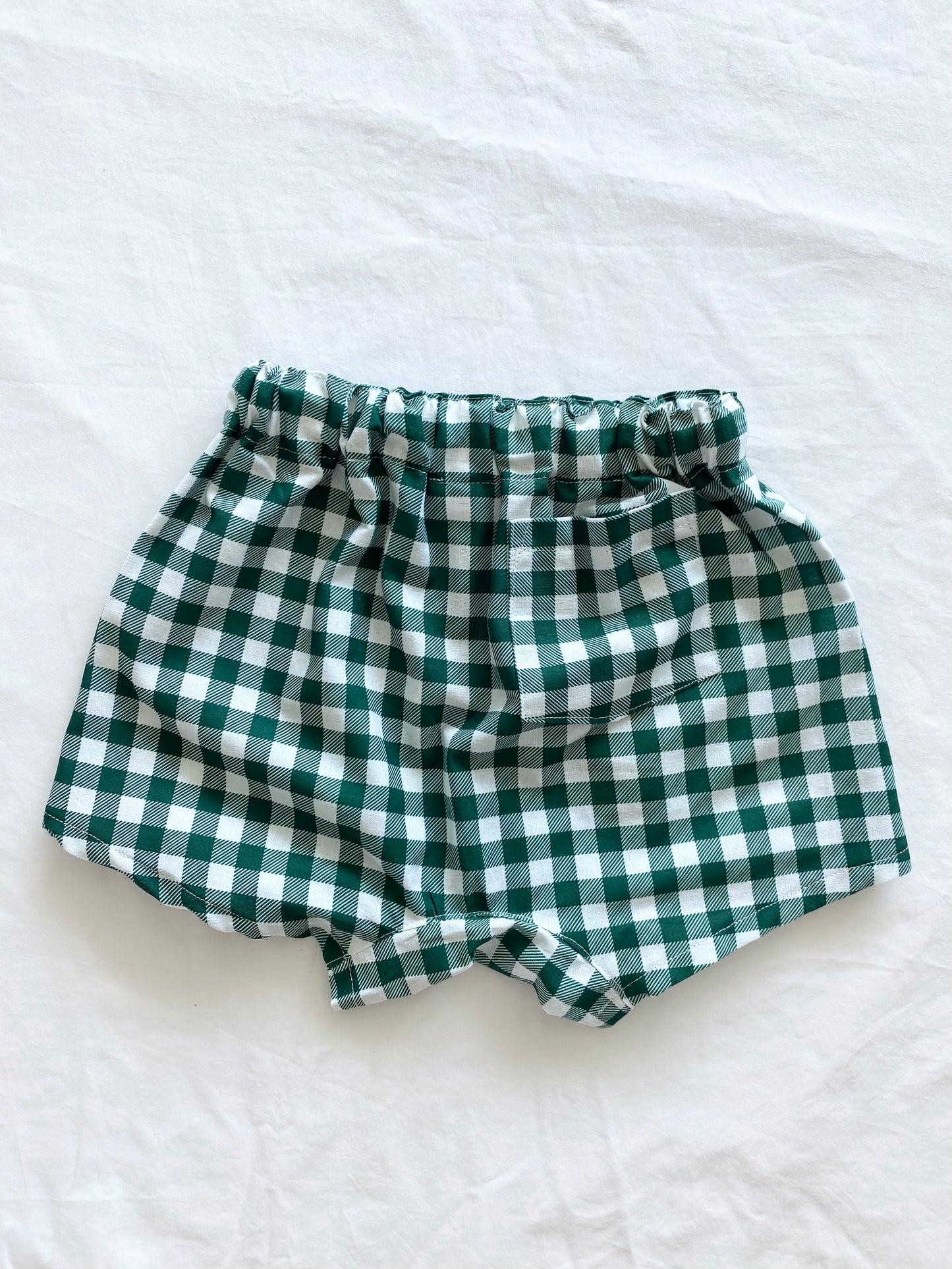 The Christmas Collection Matching Baby Boy Short - White/Dark Green Cotton Gingham