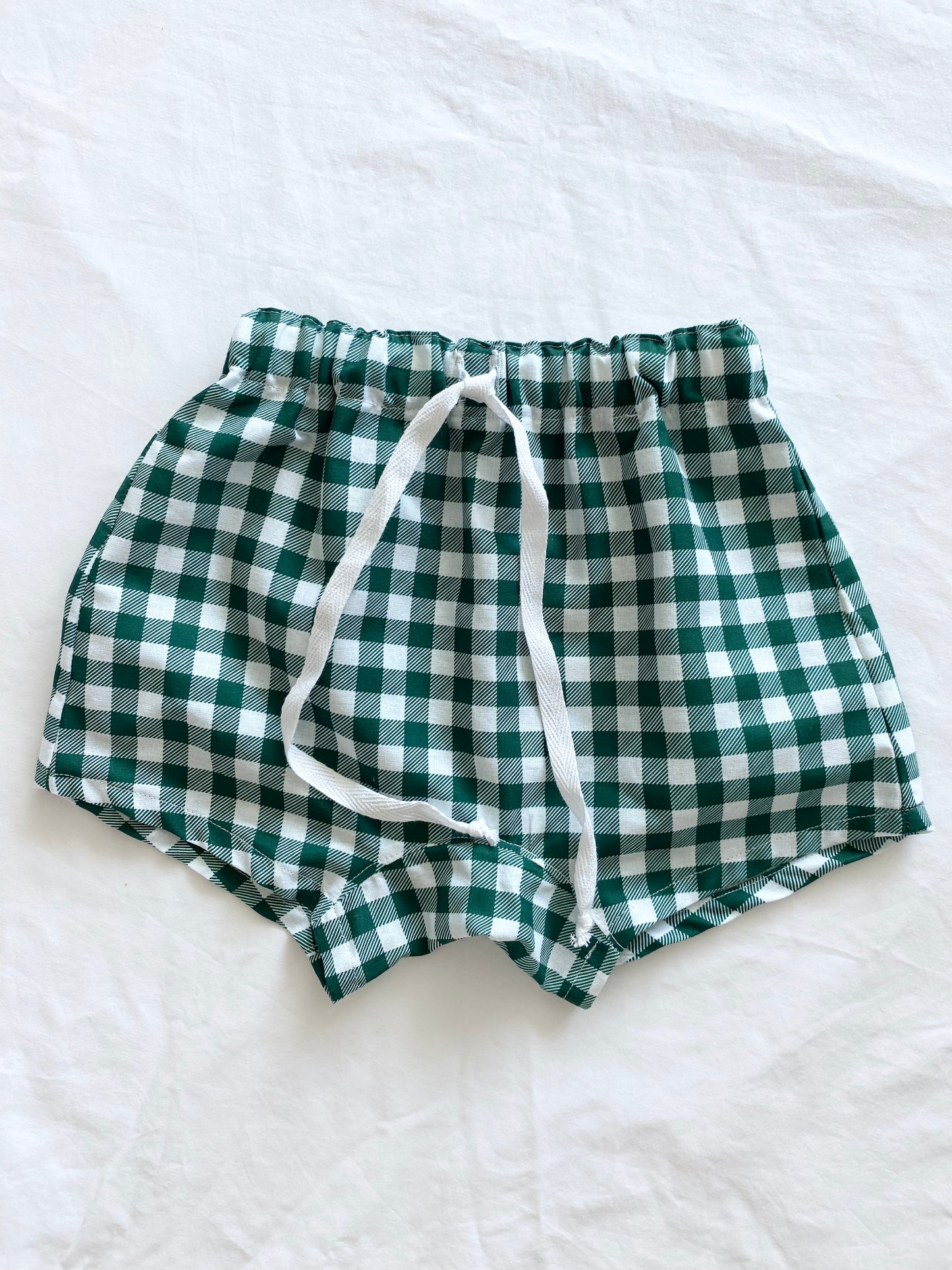 The Christmas Collection Matching Baby Boy Short - White/Dark Green Cotton Gingham