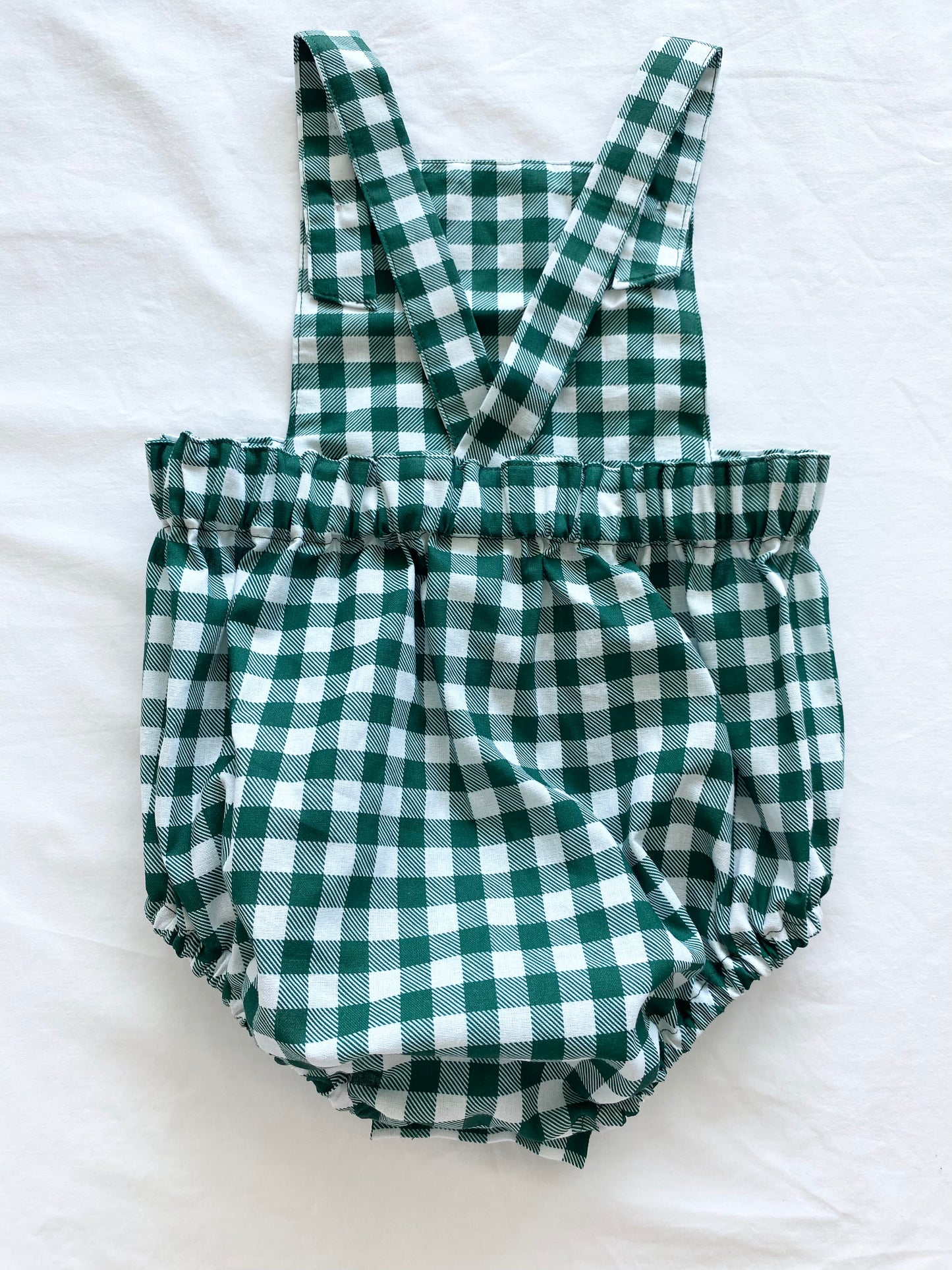 The Christmas Collection Unisex Romper - White/Green Cotton Gingham