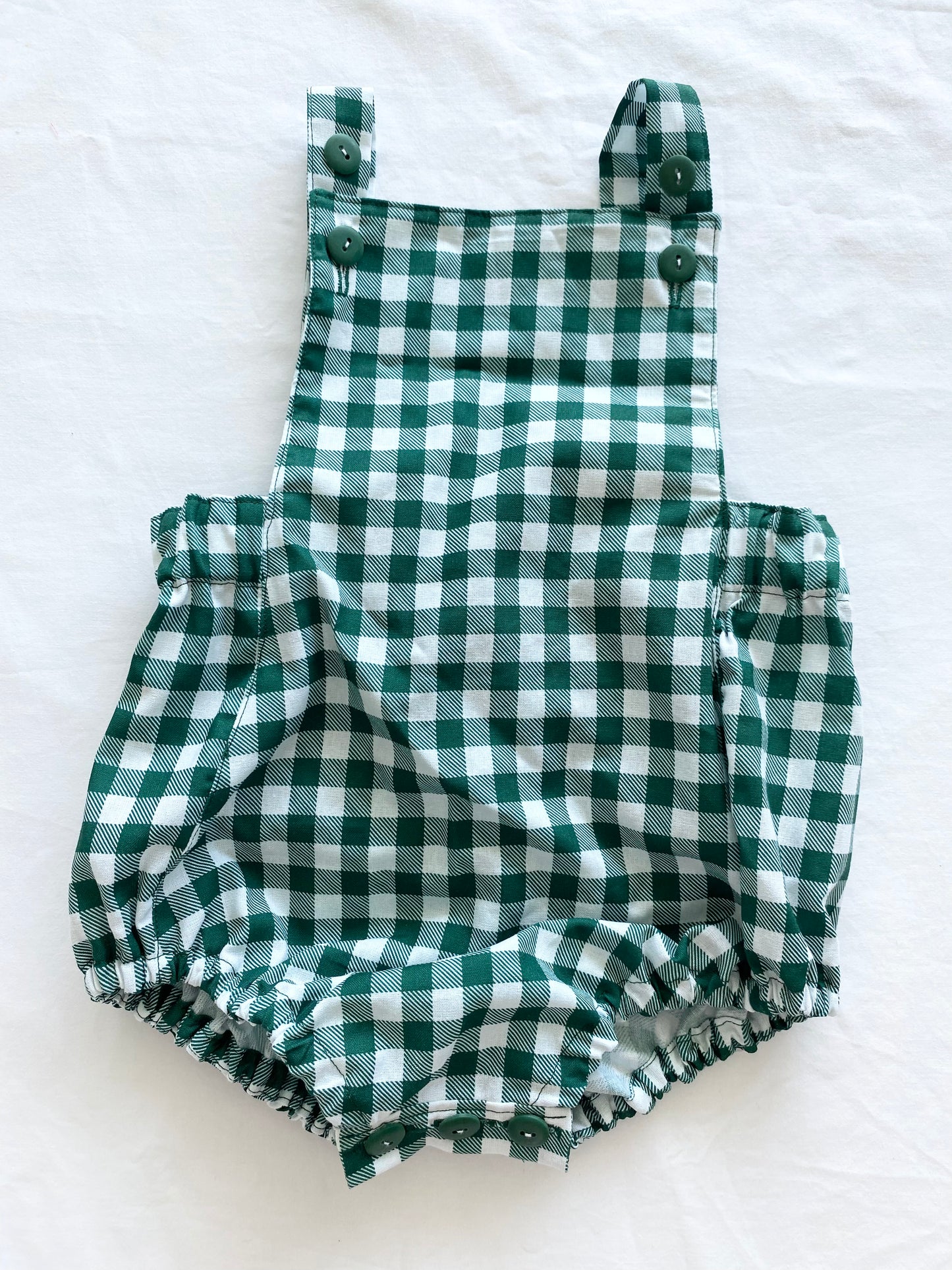 The Christmas Collection Unisex Romper - White/Green Cotton Gingham