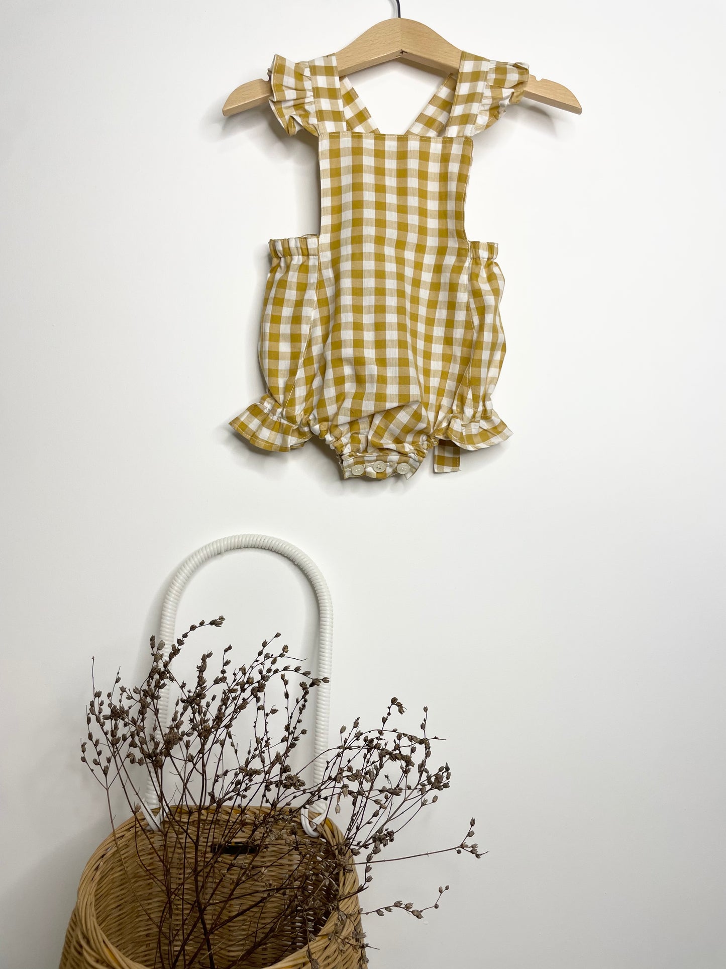 Marigold Romper - Cotton Gingham Mustard
