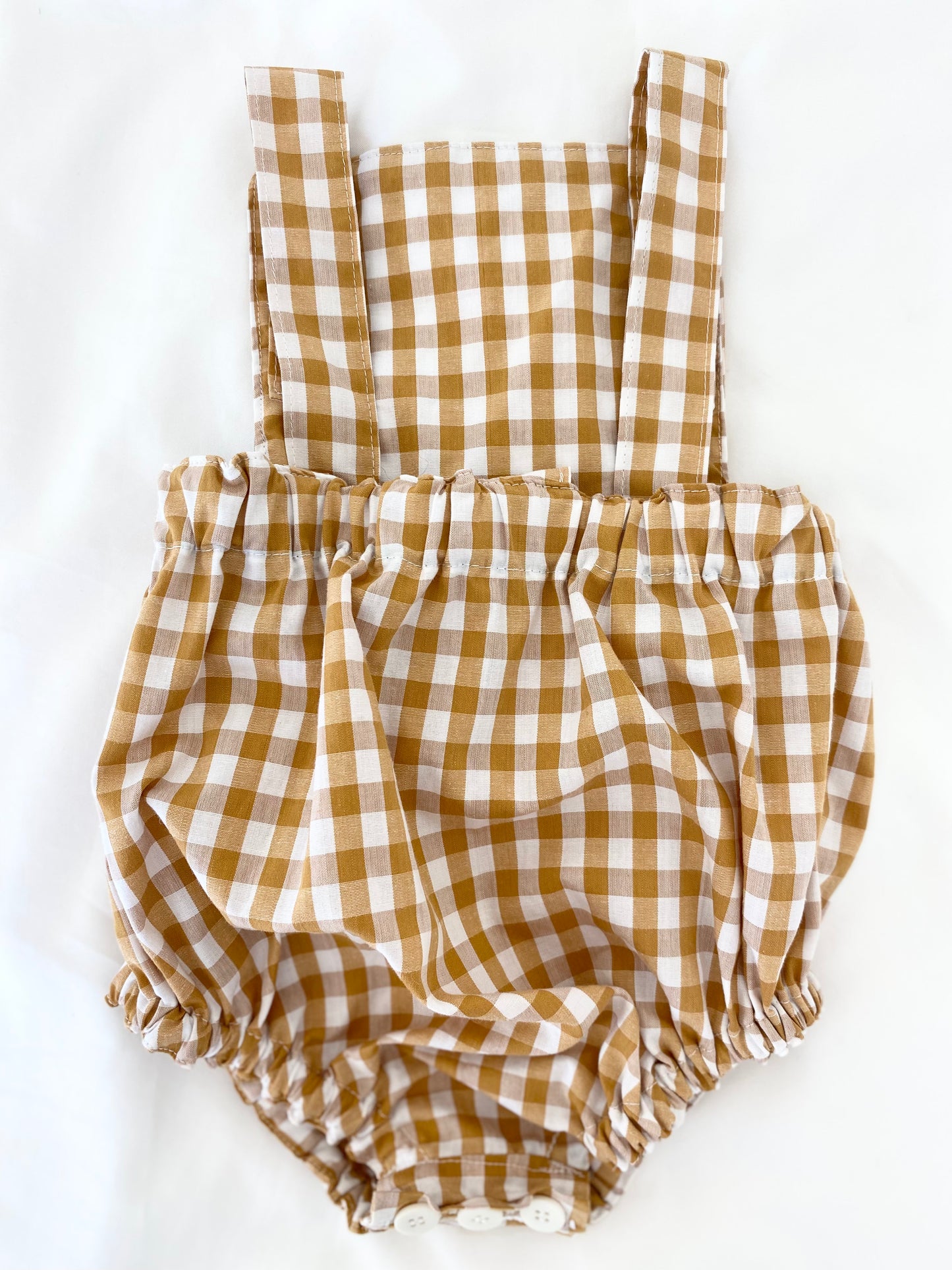 Unisex Romper - Cotton Gingham Golden Spice
