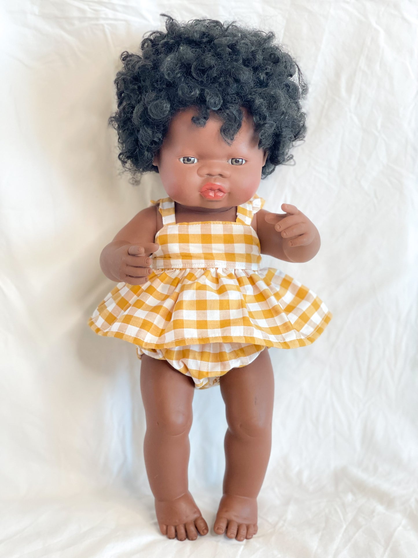 Marigold Dolls Peplum Set - Cotton Gingham Golden Spice