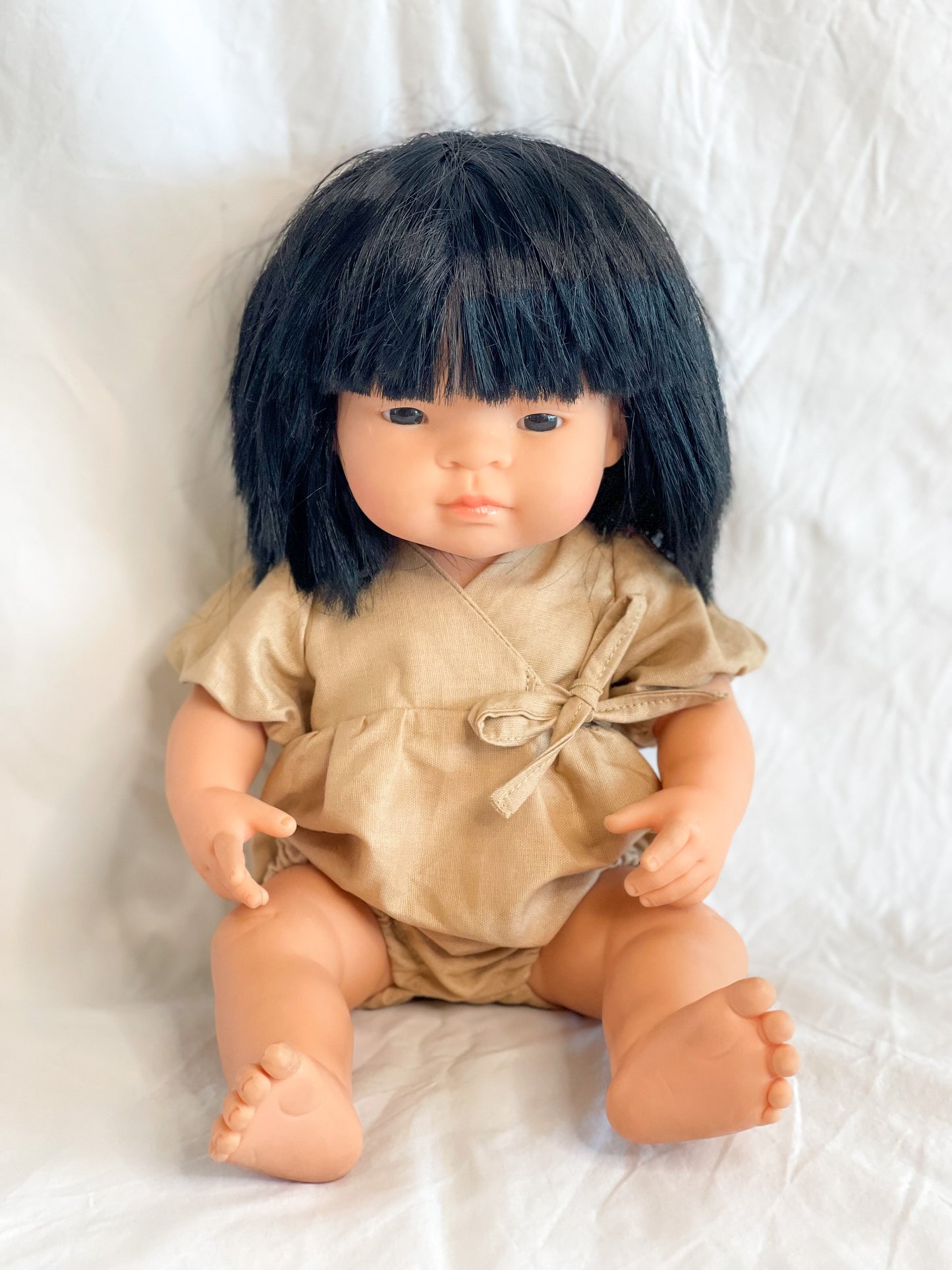 Ellis Wrap Dolls Romper - Cotton Caramel