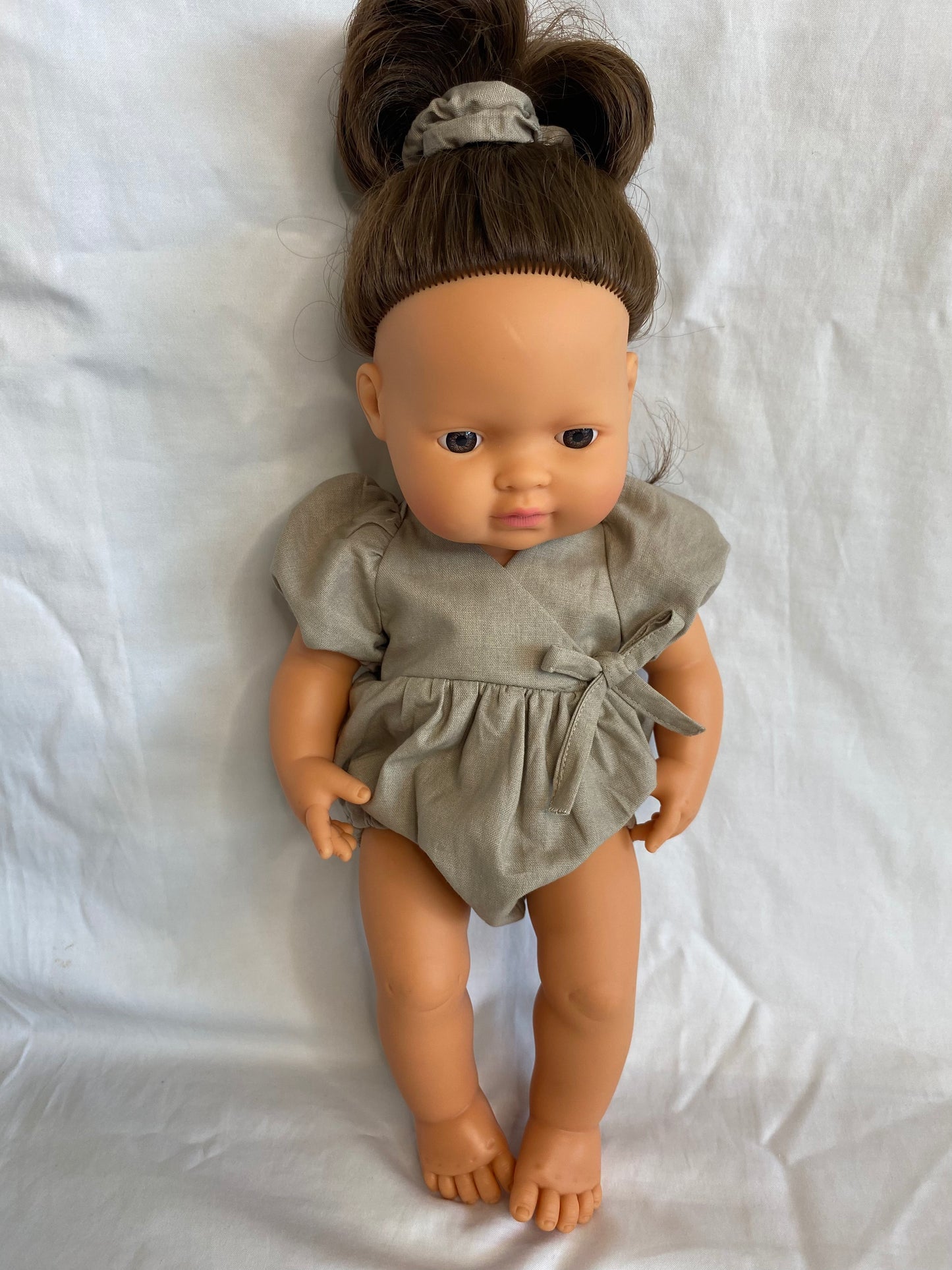 Ellis Wrap Dolls Romper - Cotton Stone