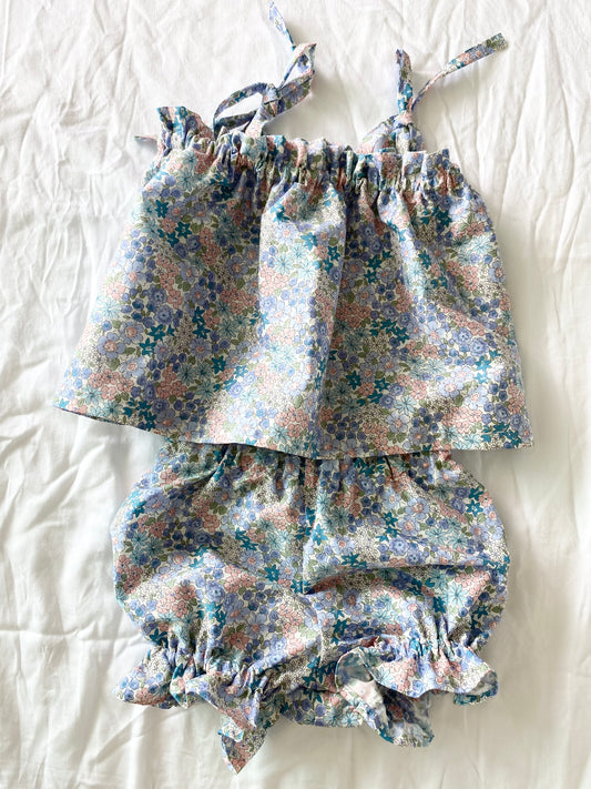 Libby Shoestring Peplum Top and Panty Bloomer Set - Cotton Poplin Mauve