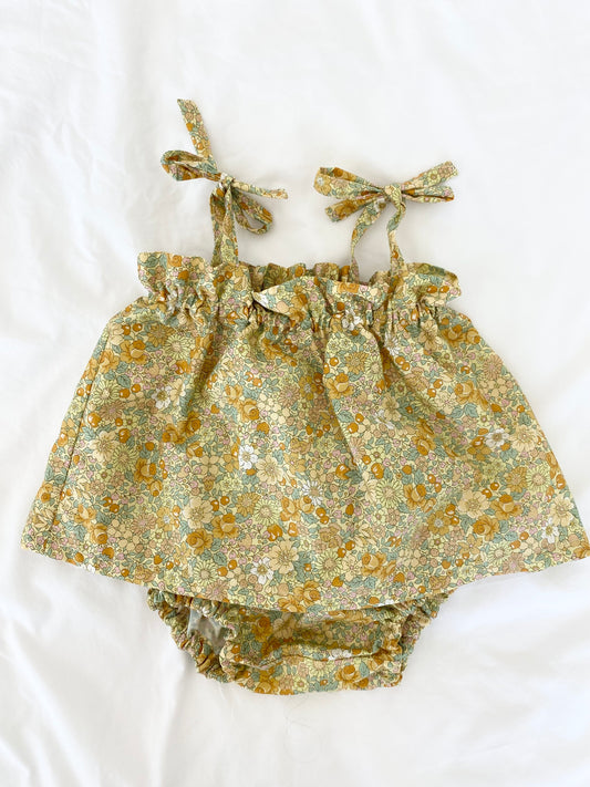 Libby Shoestring Peplum Set - Japanese Poplin Gold Harvest