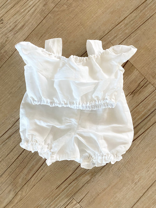 Crop Top and Panty Bloomer Set - Cotton Linen White